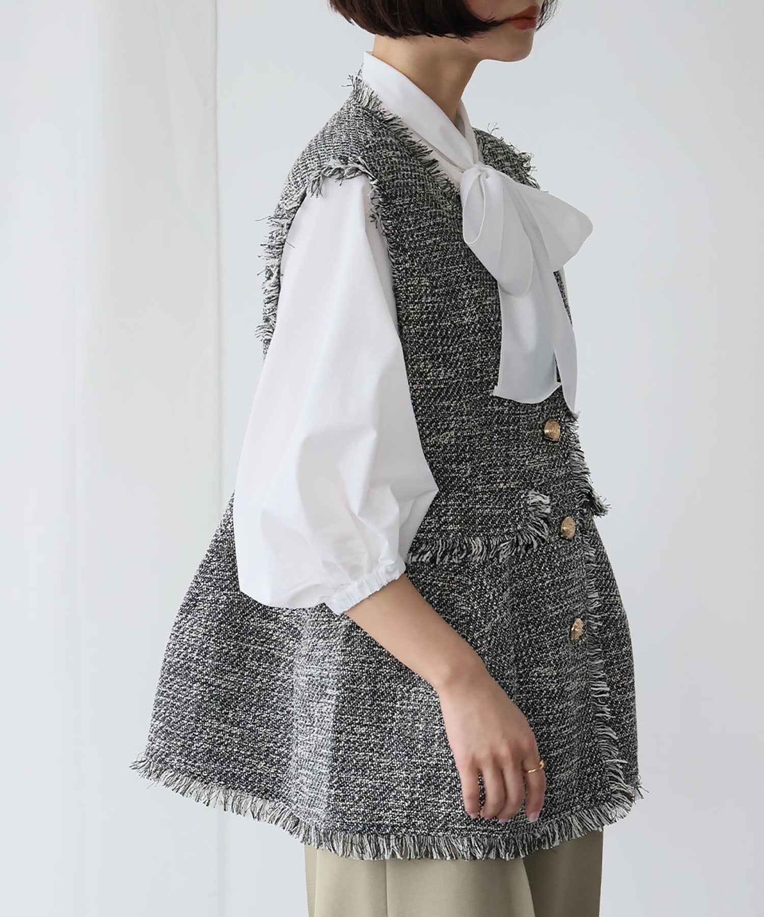 ELFRANK ELFRANK 佩普拉姆呢子流蘇背心