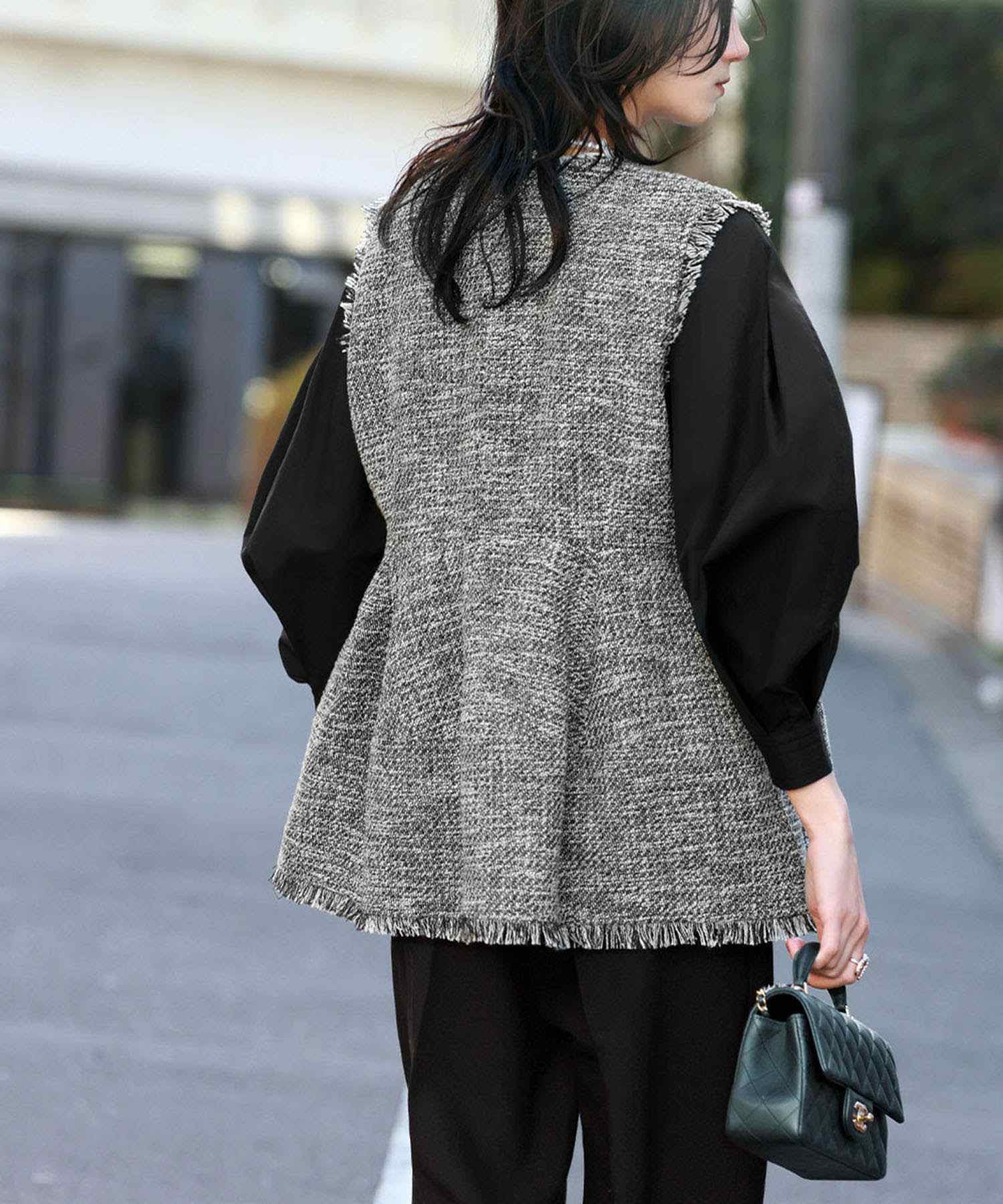 ELFRANK ELFRANK 佩普拉姆呢子流蘇背心