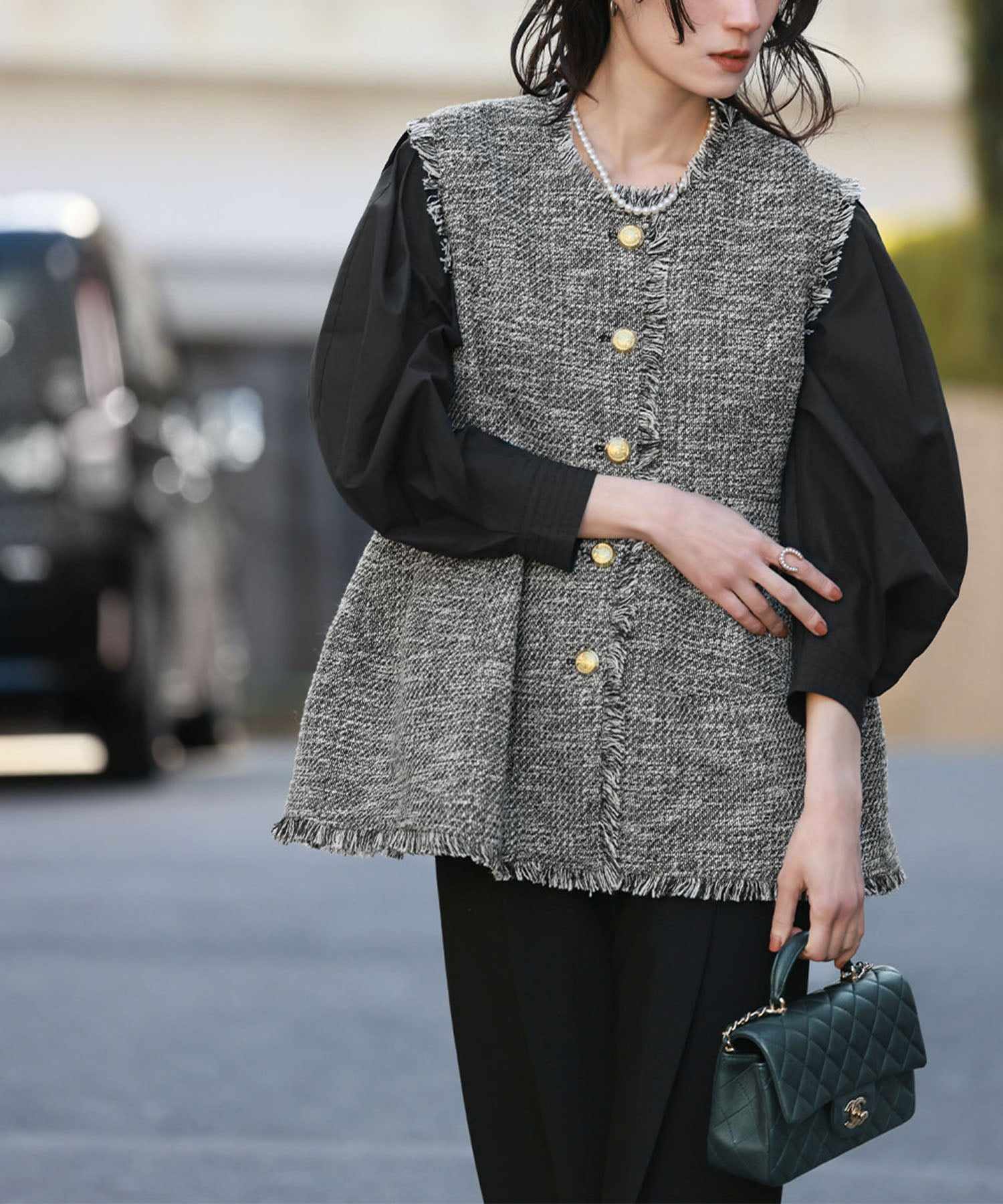 ELFRANK ELFRANK 佩普拉姆呢子流蘇背心