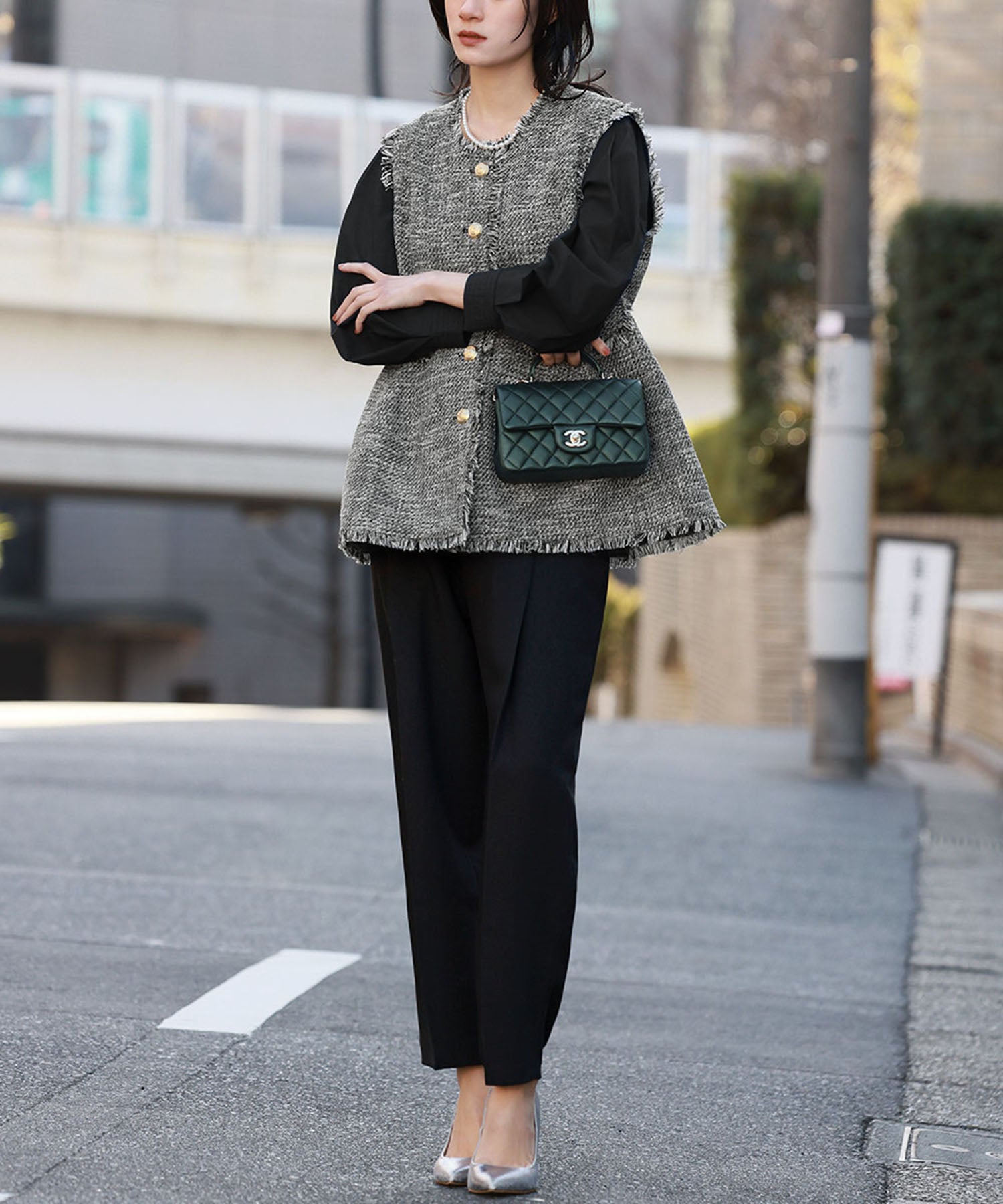 ELFRANK ELFRANK 佩普拉姆呢子流蘇背心