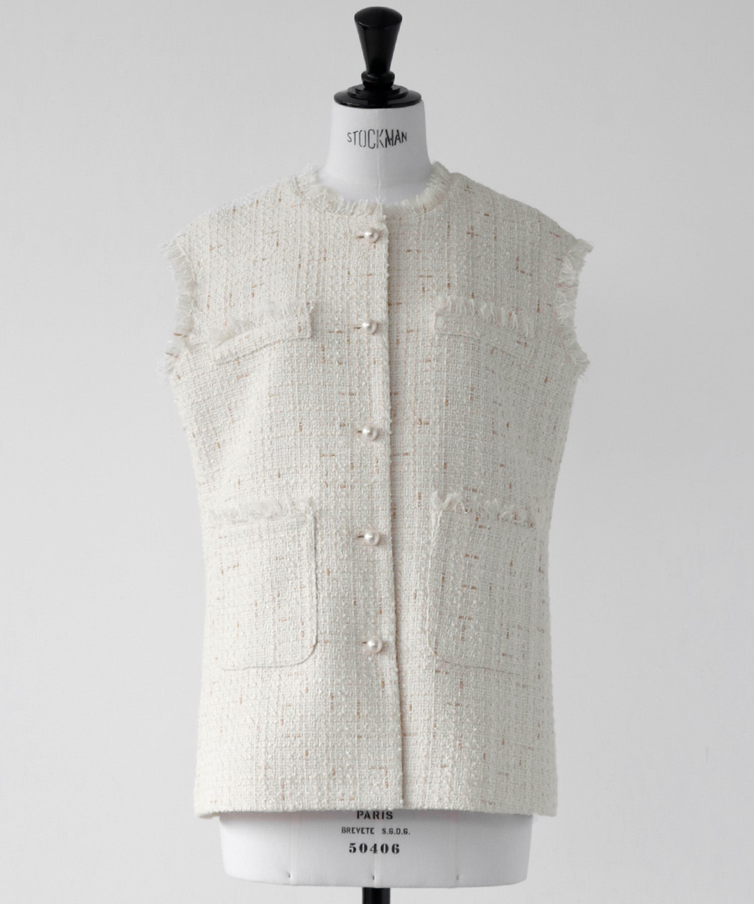 ELFRANK ELFRANK Pearl Button Tweed Fringe Vest