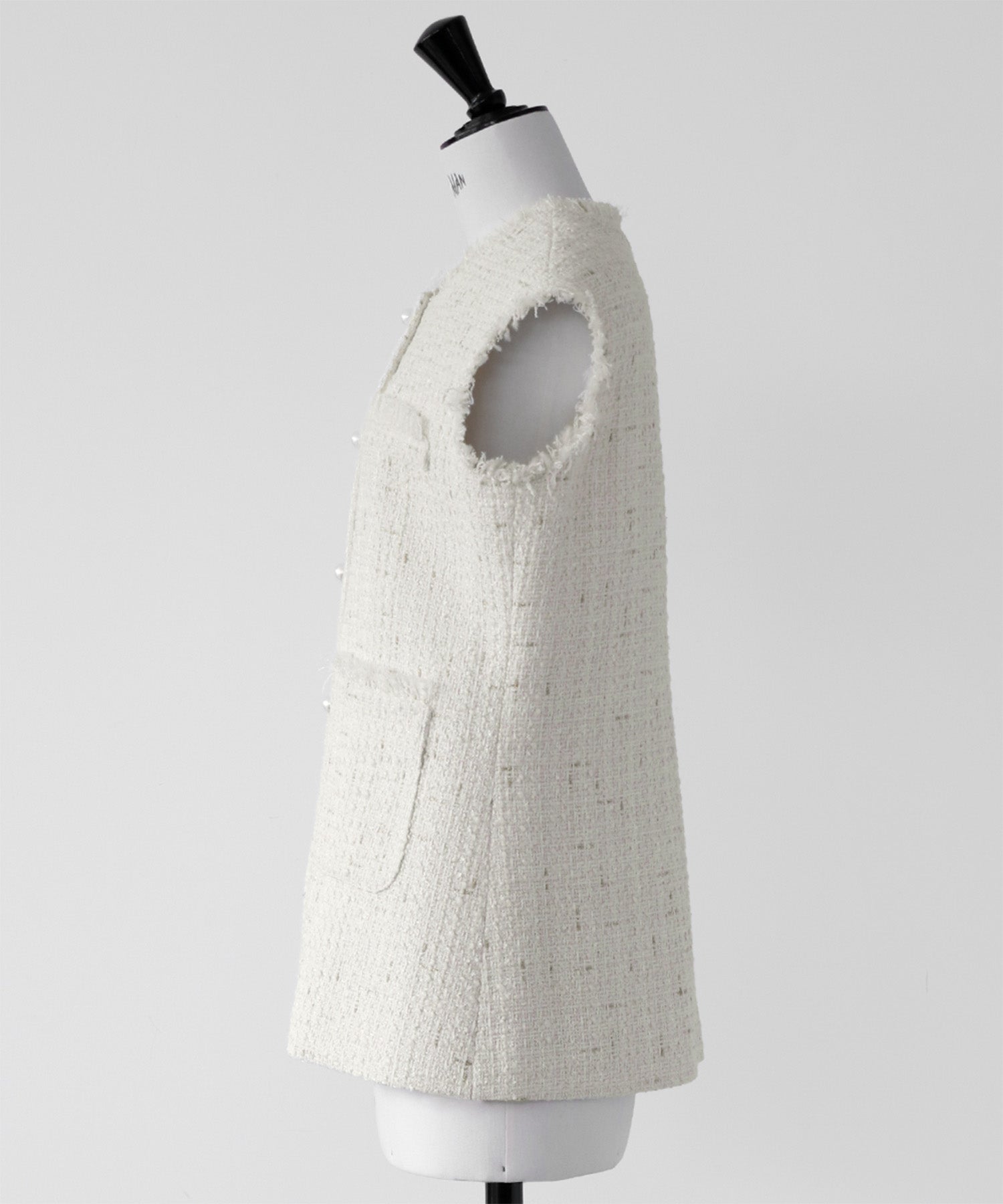 ELFRANK ELFRANK Pearl Button Tweed Fringe Vest