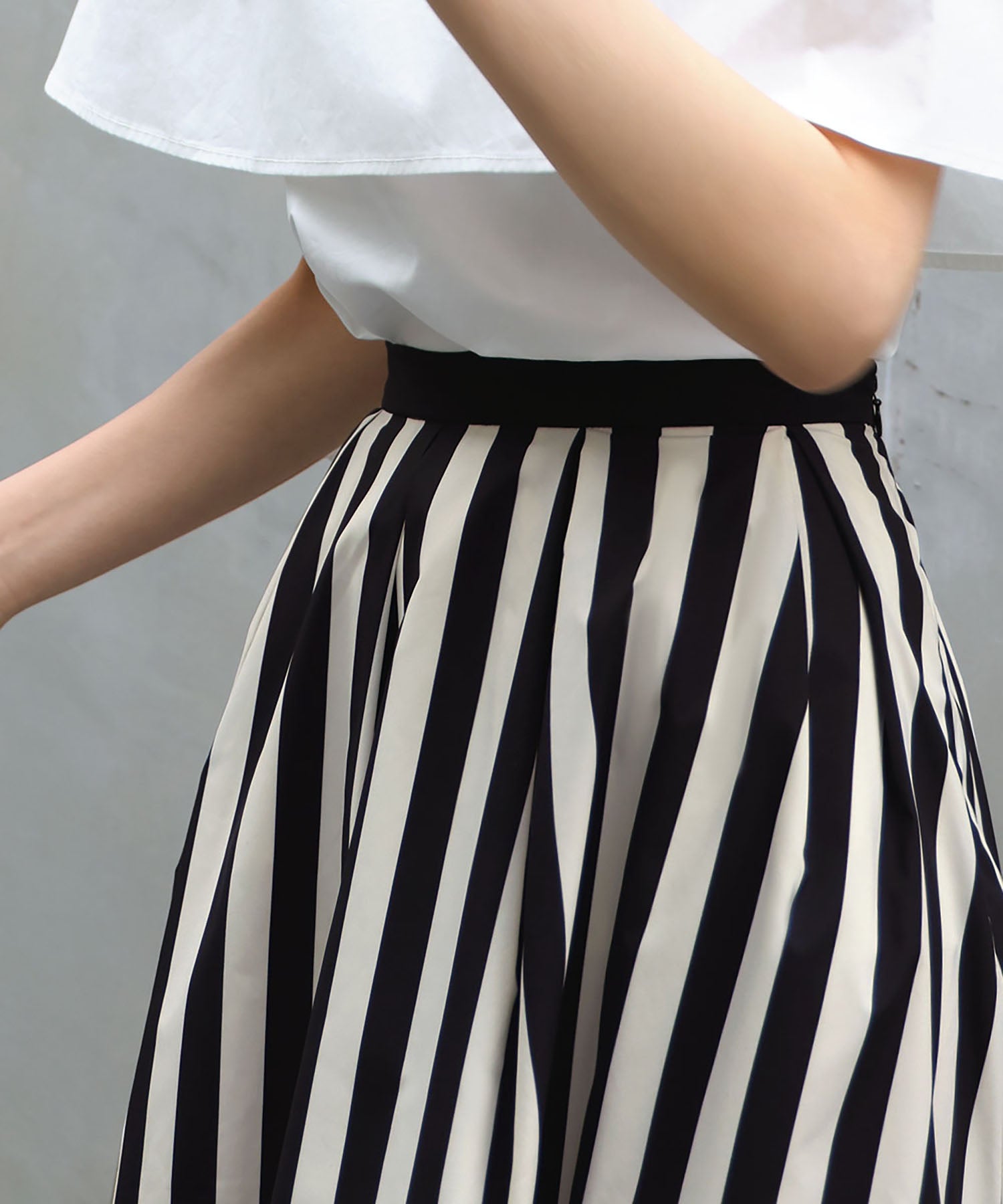 ELFRANK ELFRANK Stripe Flare Long Skirt 【Washable】