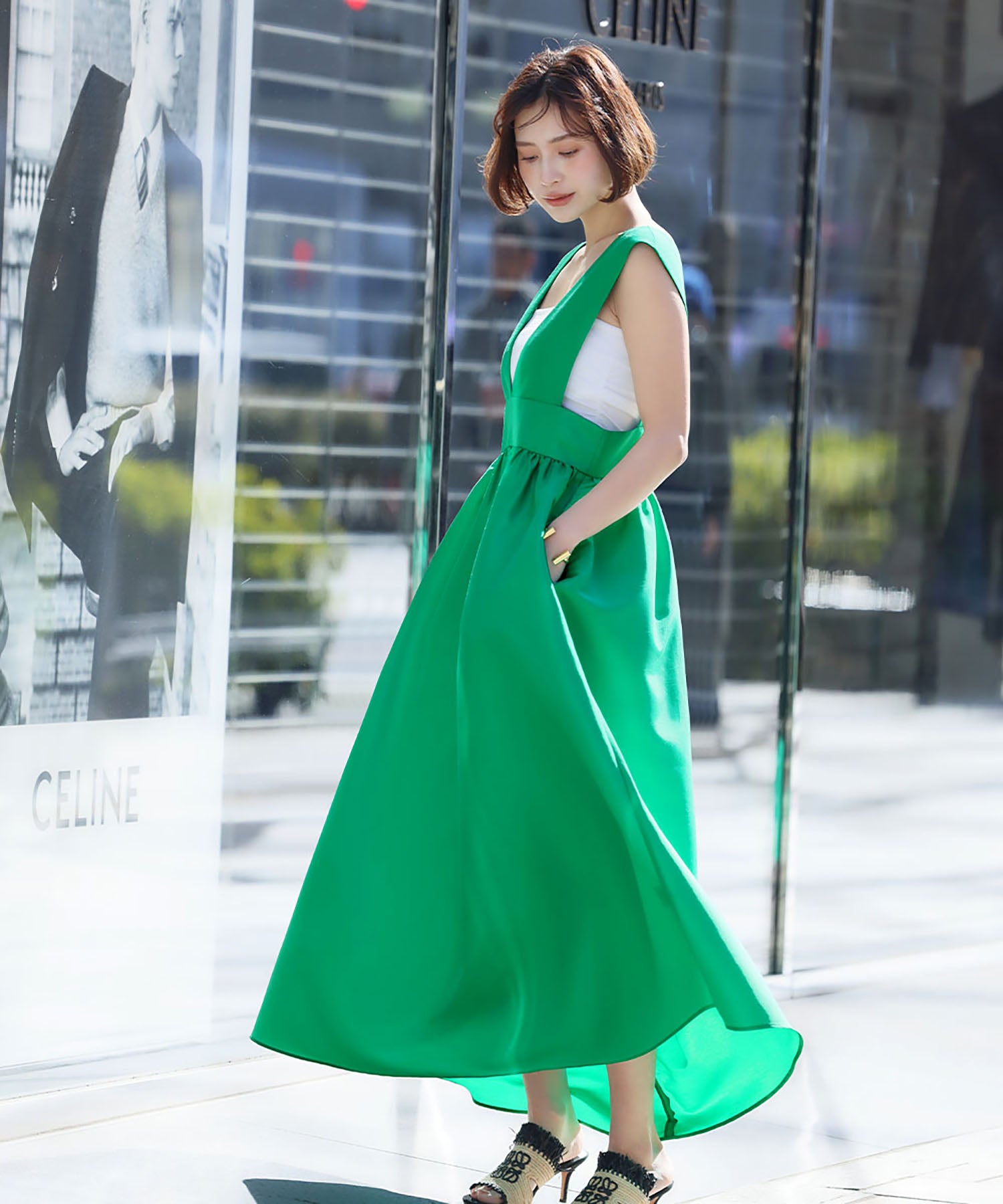 ELFRANK ELFRANK Gathered Flare Jumper Skirt 【Washable】