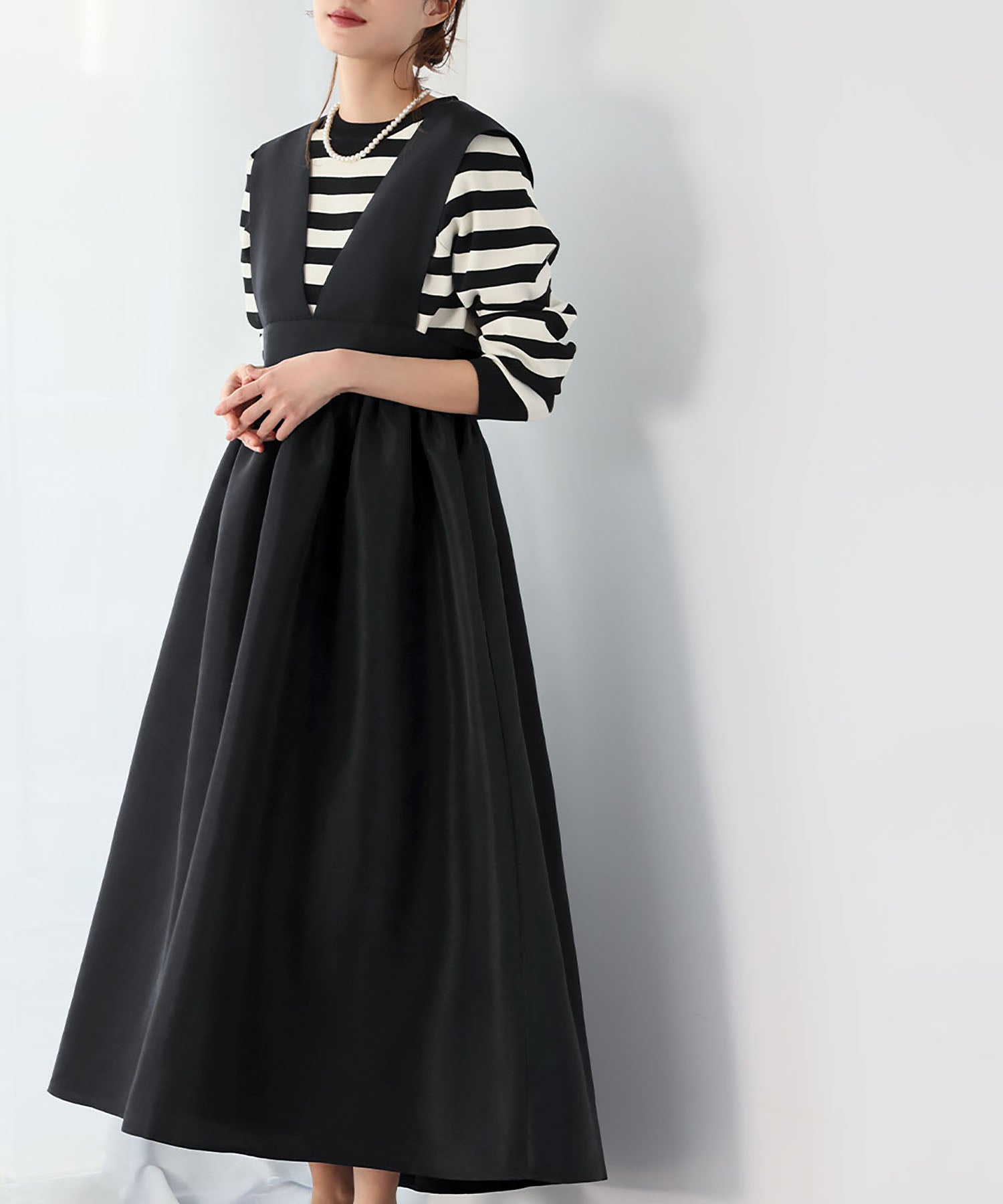 ELFRANK ELFRANK Gathered Flare Jumper Skirt 【Washable】