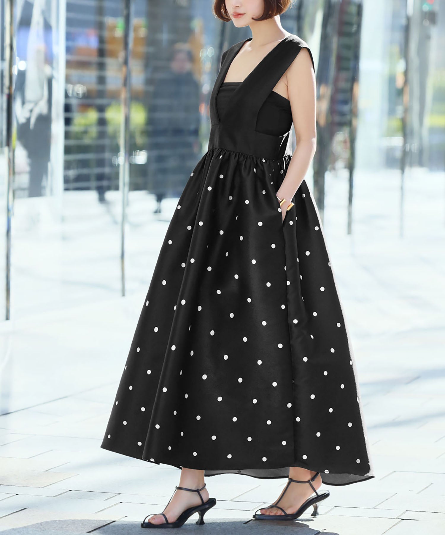 ELFRANK ELFRANK Gathered Flare Jumper Skirt 【Washable】