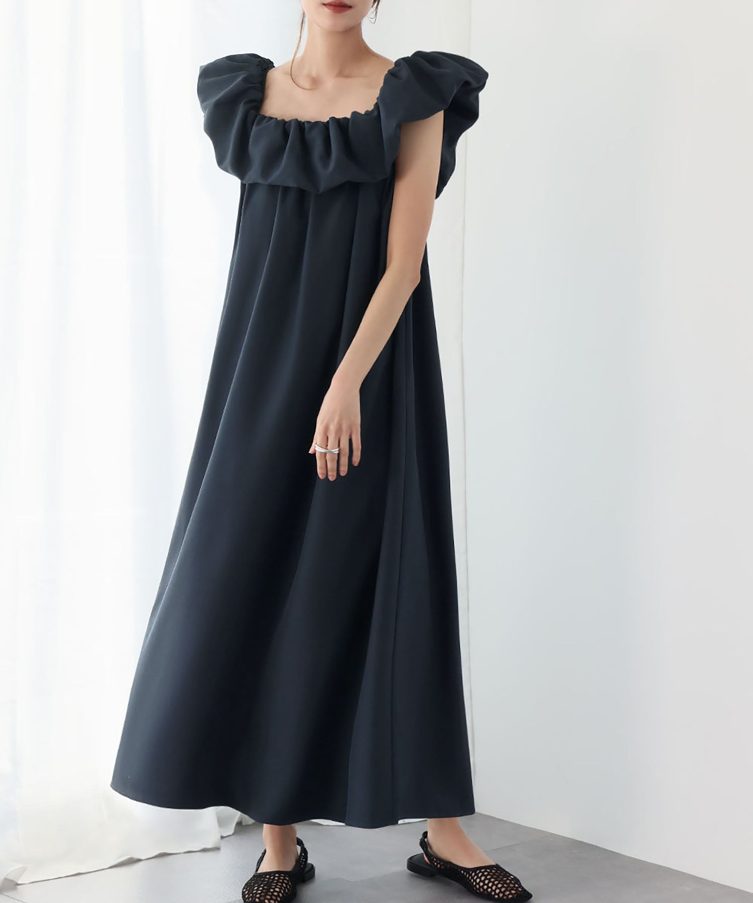 ELFRANK ELFRANK 2WAY Off-Shoulder Gathered Frill Camisole Dress [Washable]