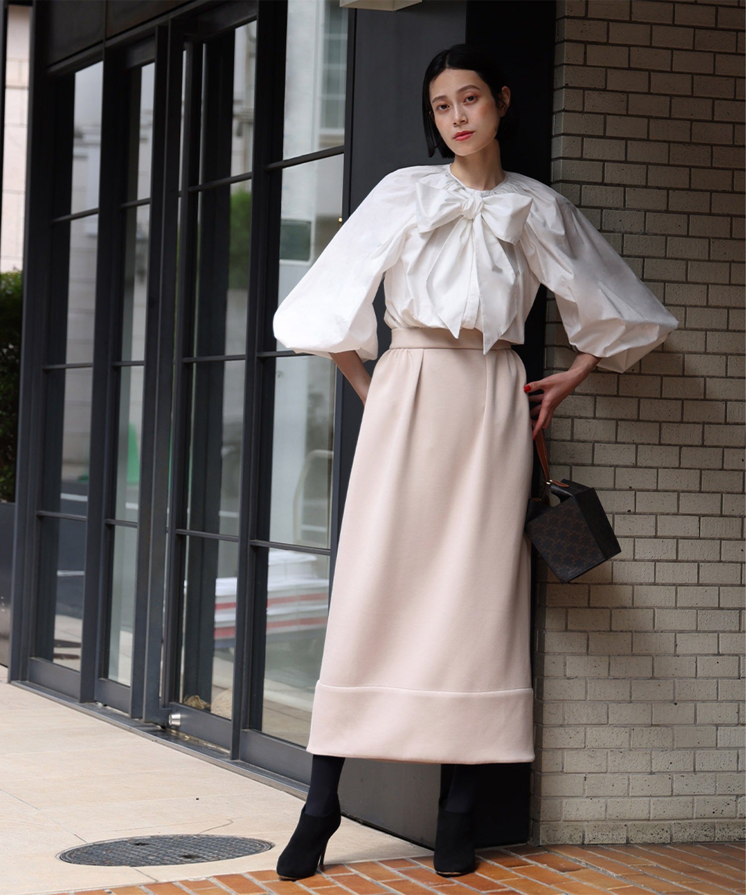 ELFRANK High-waisted long skirt with suspenders