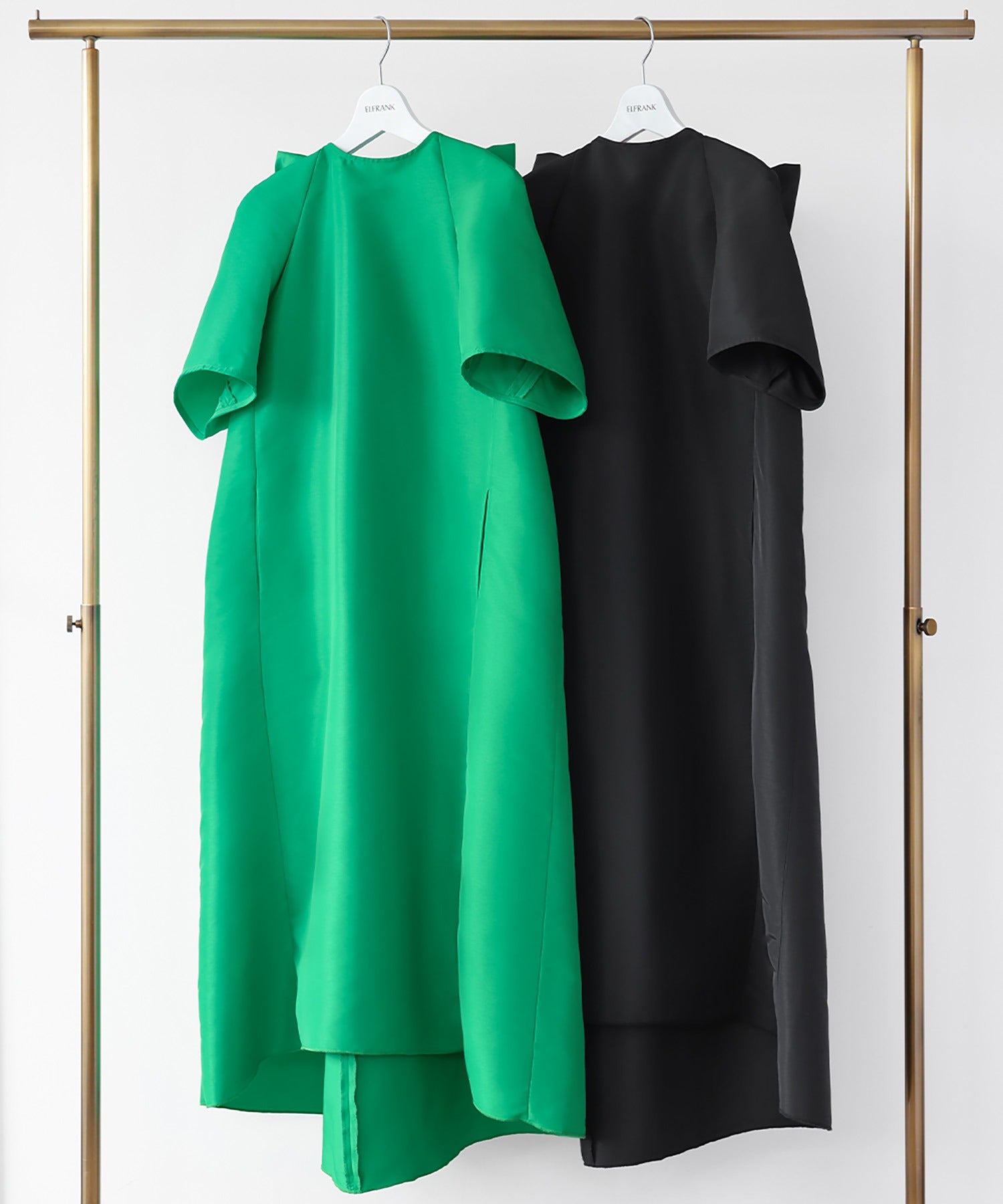 エルフランク ELFRANK バックビッグリボンAラインイレギュラーヘムロングワンピース （グリーン） グリーン