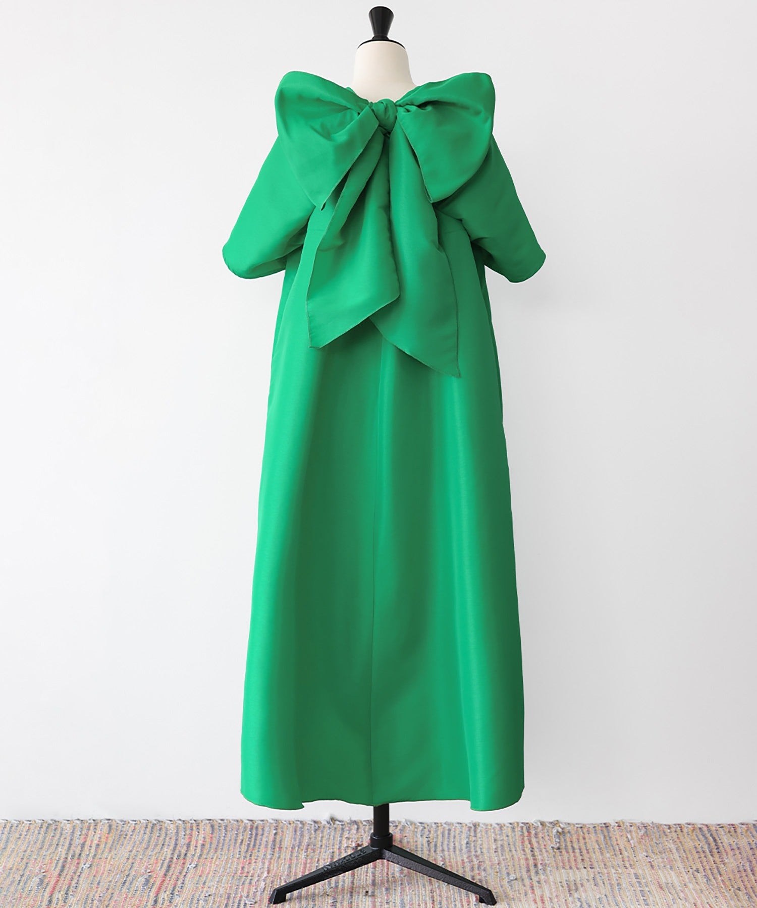エルフランク ELFRANK バックビッグリボンAラインイレギュラーヘムロングワンピース （グリーン） グリーン