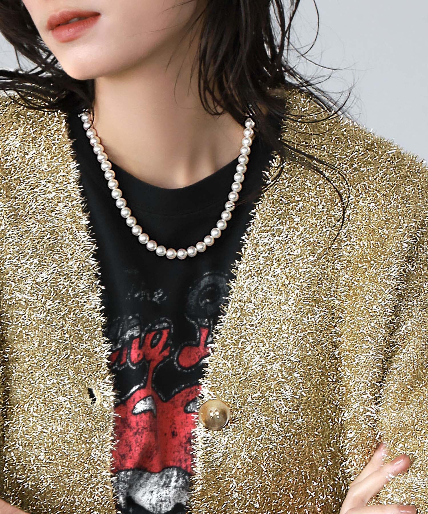 エルフランク ELFRANK ラメニットジャガード編みVネックカーディガン （ゴールド） ゴールド