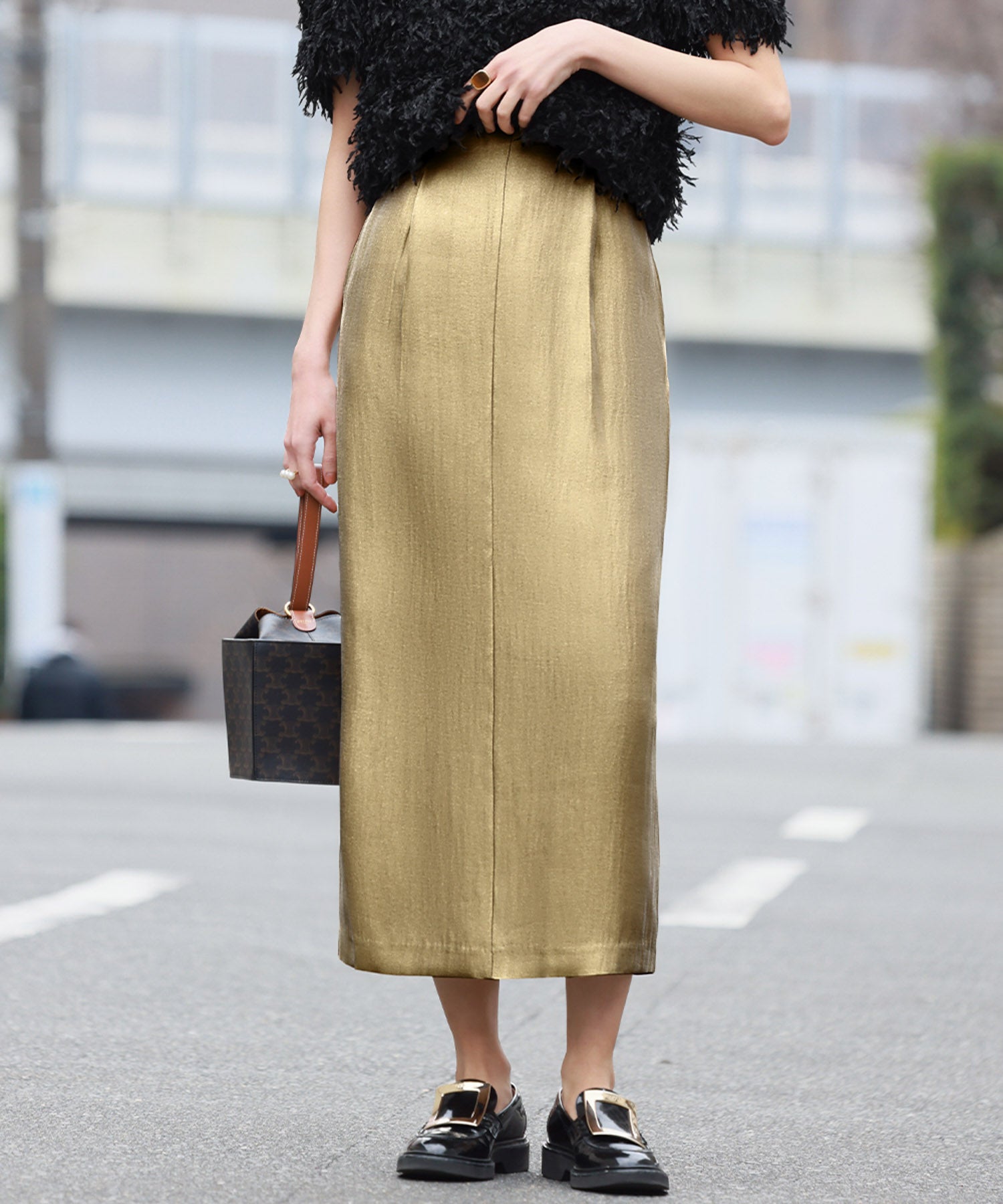 Elfrank Elfrank Shiny I -Line Line Long Long Skirt