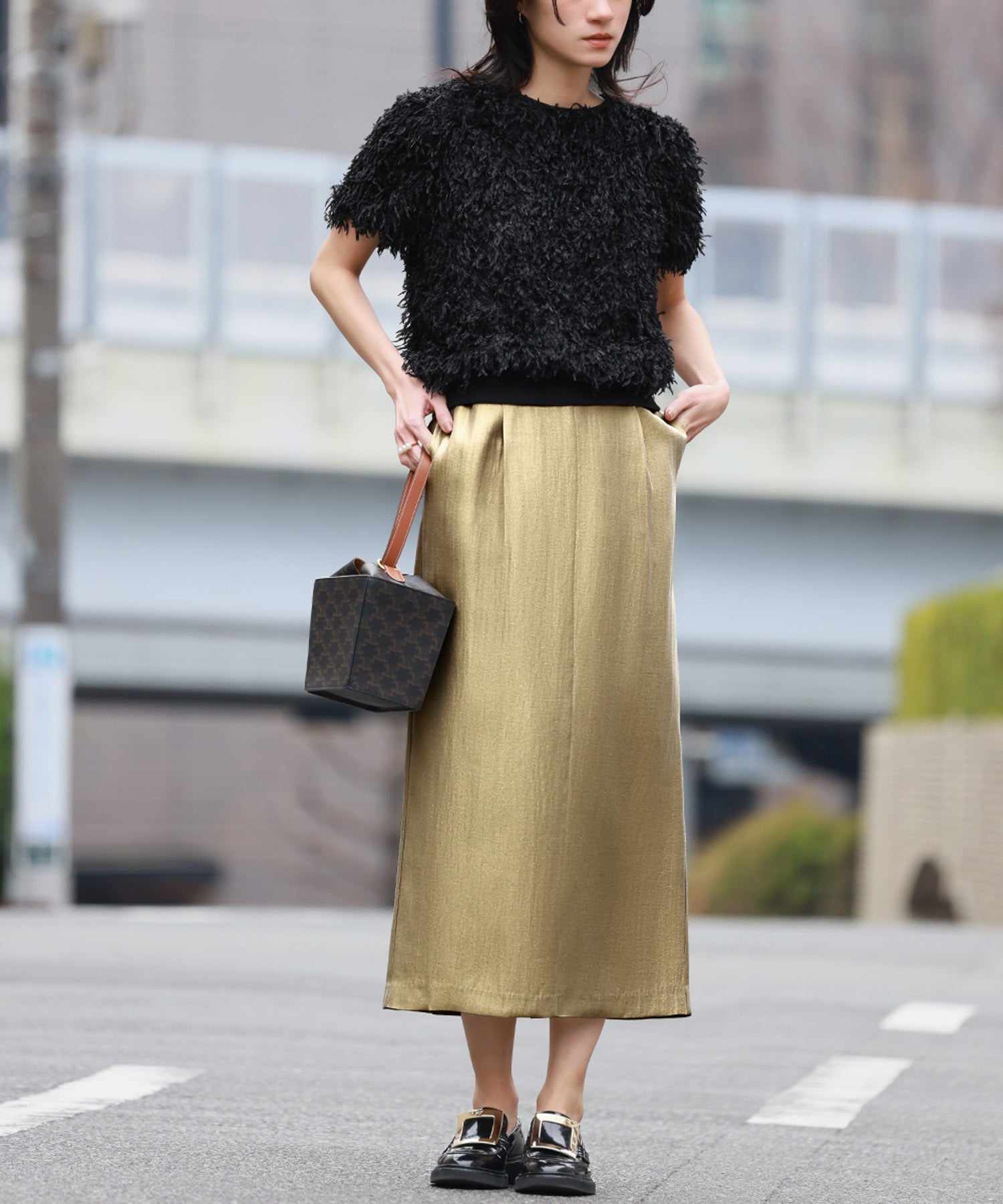 Elfrank Elfrank Shiny I -Line Line Long Long Skirt