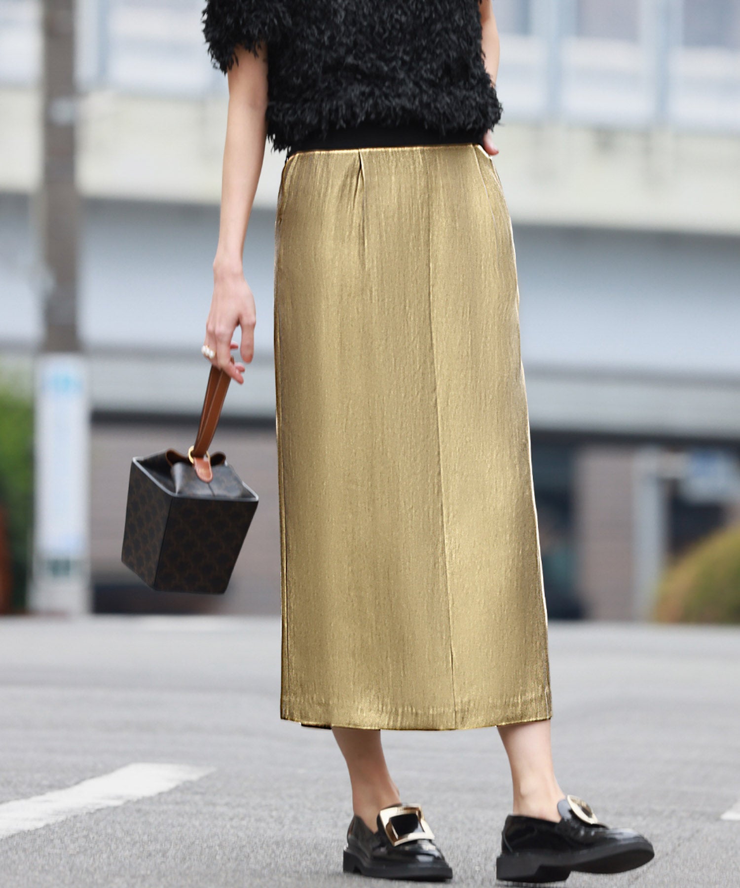 Elfrank Elfrank Shiny I -Line Line Long Long Skirt