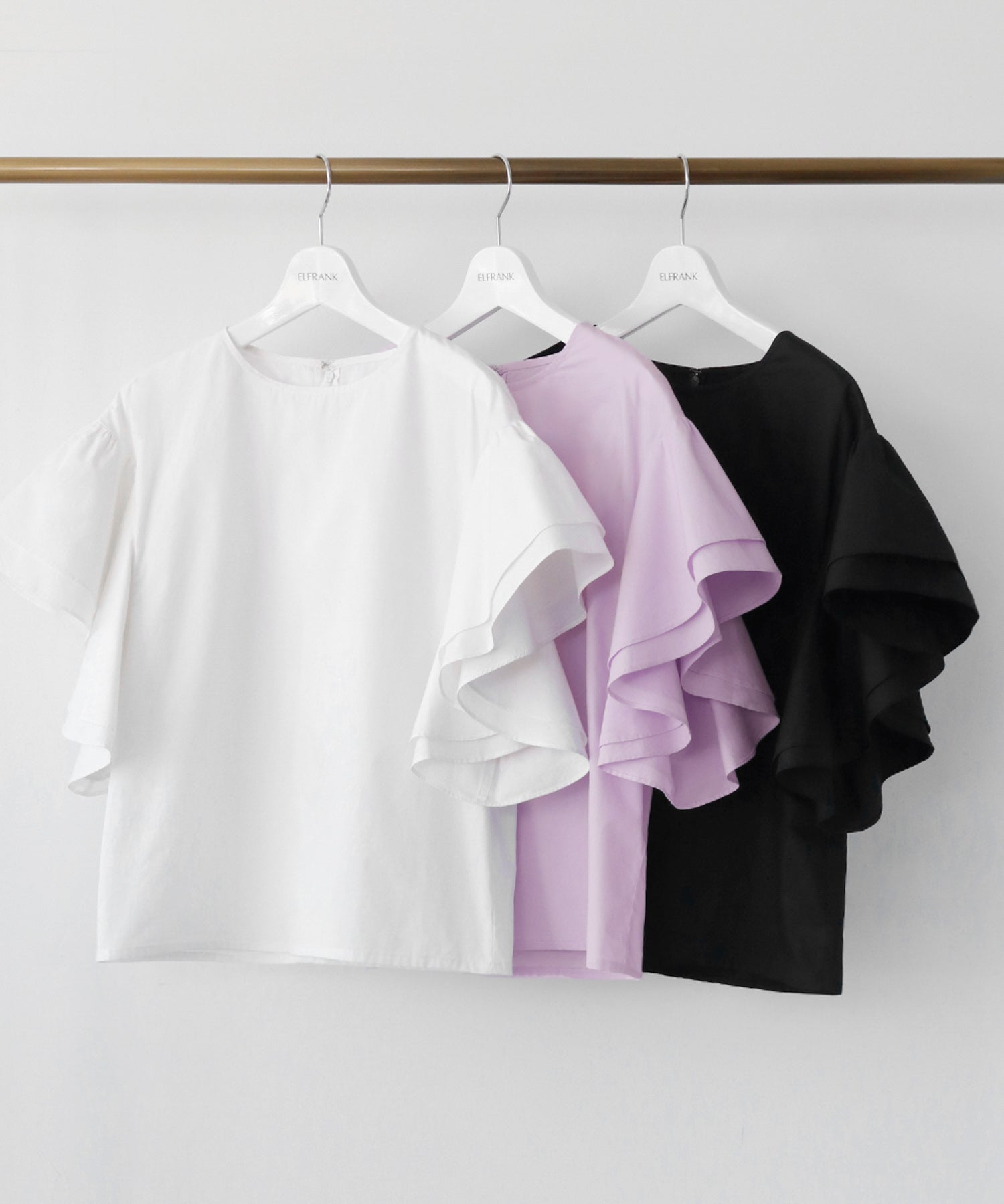 ELFRANK Flare Sleeve Drop Shoulder Blouse 【100% Cotton】【Washable】