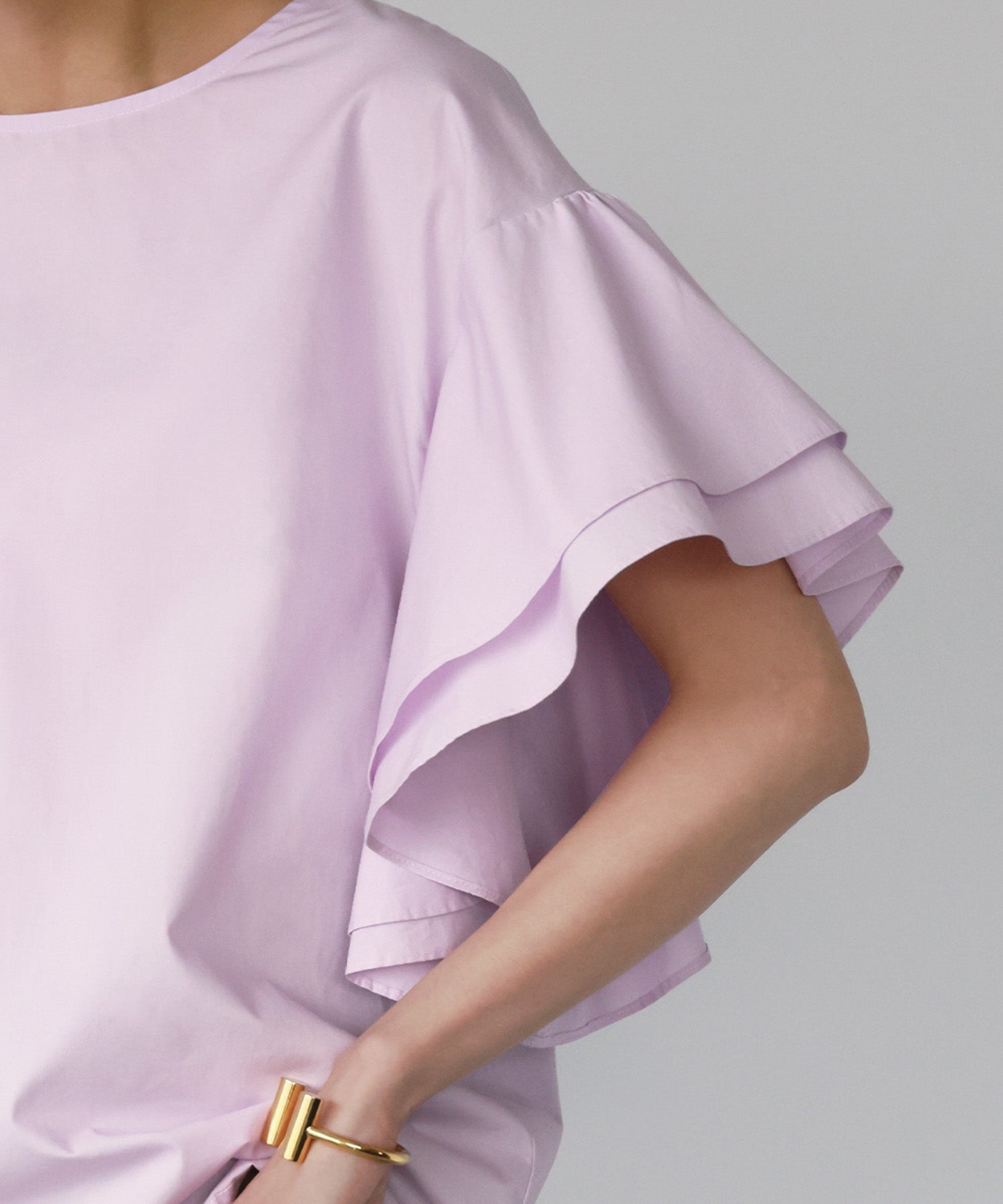 ELFRANK Flare Sleeve Drop Shoulder Blouse 【100% Cotton】【Washable】