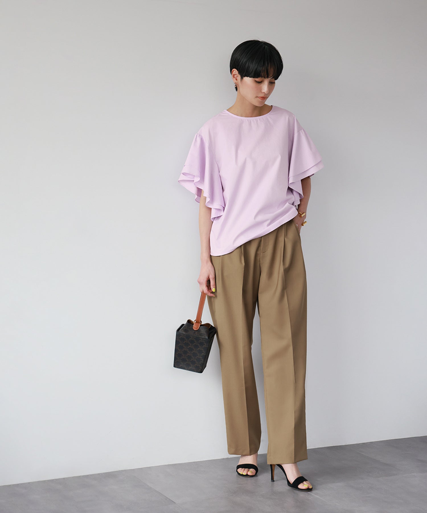 ELFRANK Flare Sleeve Drop Shoulder Blouse 【100% Cotton】【Washable】