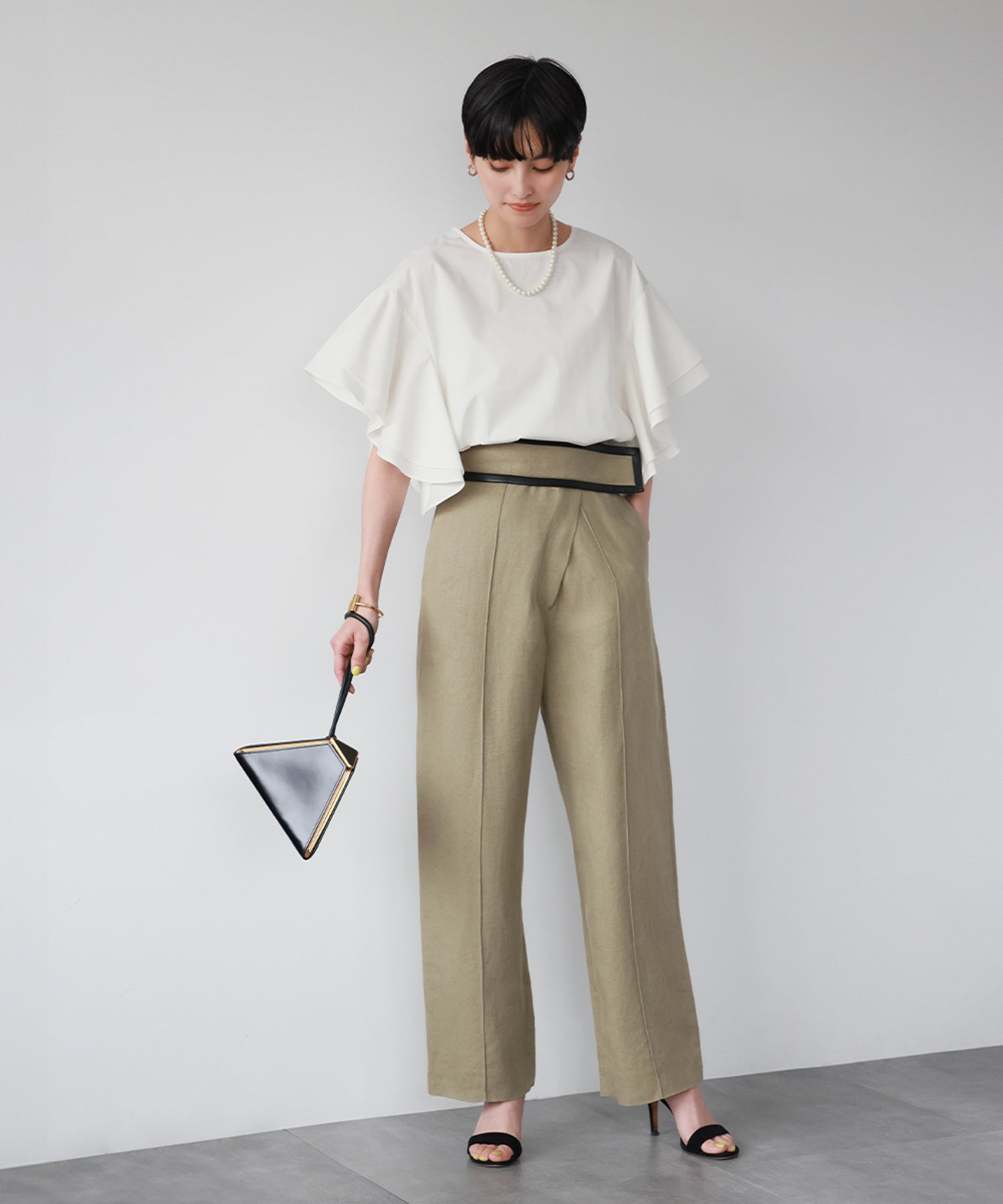 ELFRANK Flare Sleeve Drop Shoulder Blouse 【100% Cotton】【Washable】