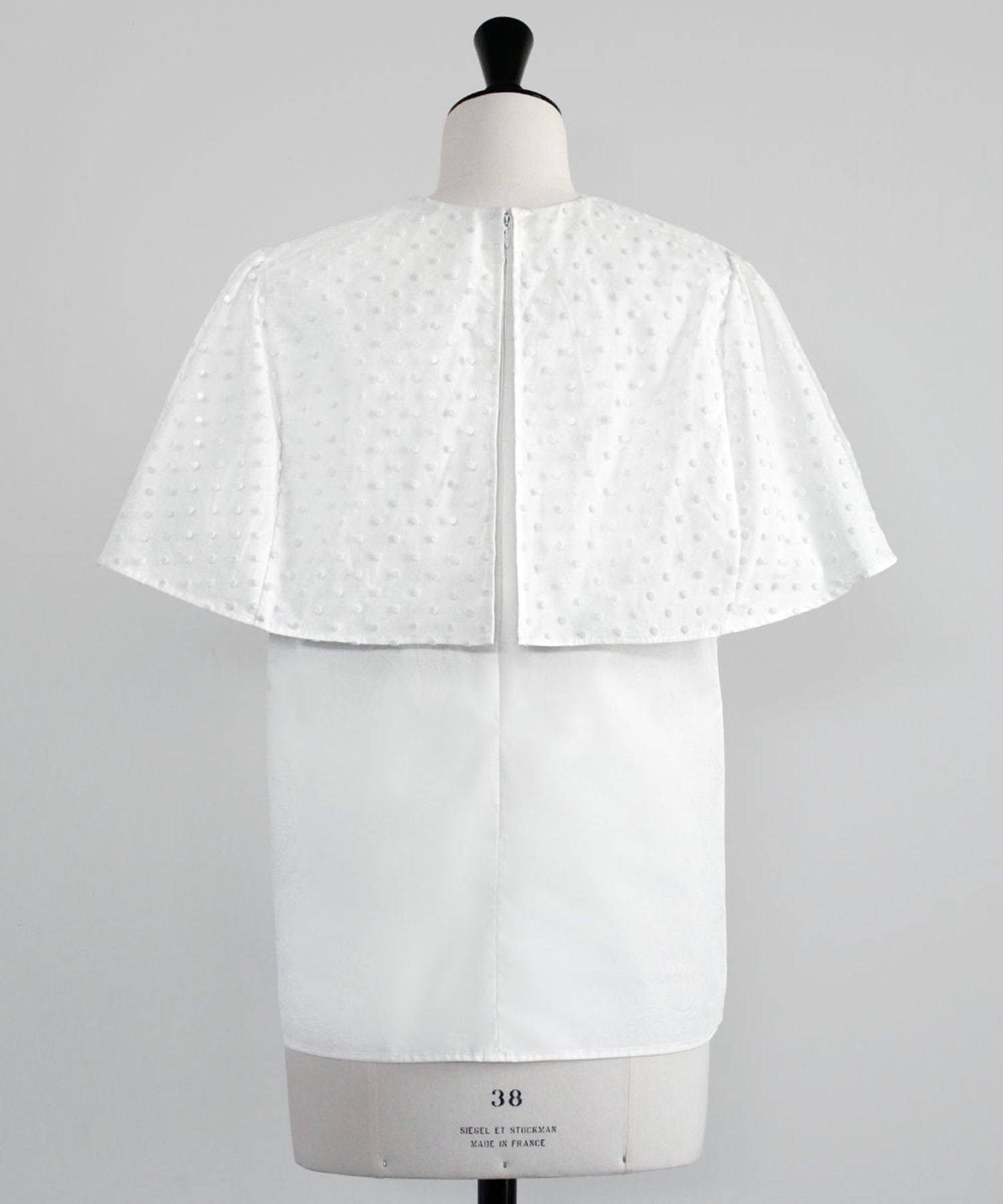 ELFRANK Dot Tulle Cape Blouse
