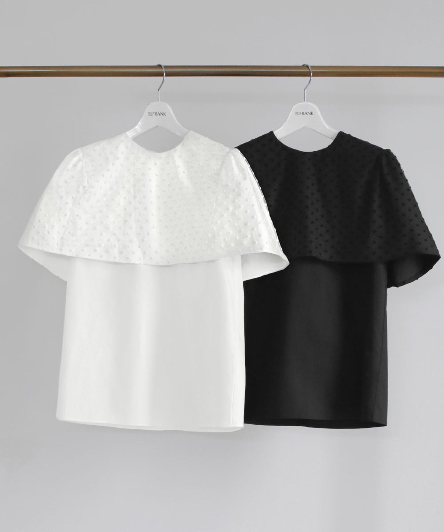 ELFRANK Dot Tulle Cape Blouse
