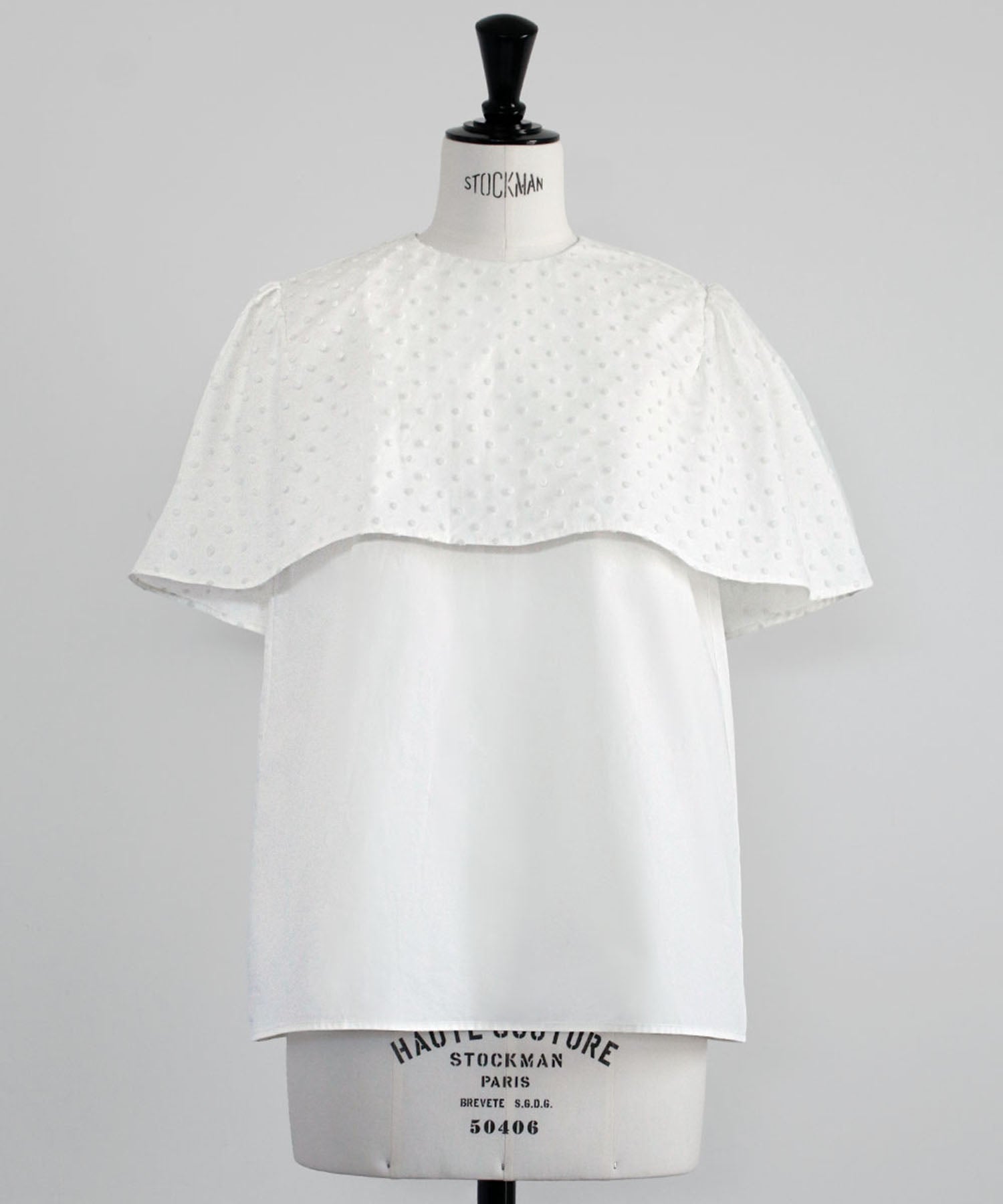 ELFRANK Dot Tulle Cape Blouse