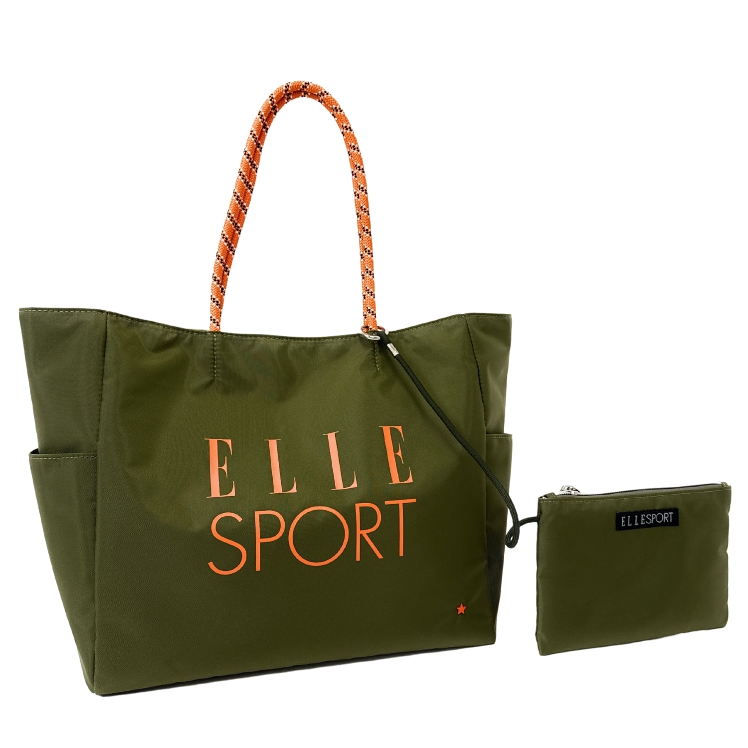 エルスポーツ ELLESPORT ロープハンドル トートバッグ Lサイズ ミニポーチ付き 軽量 はっ水 A4サイズ対応 （カーキ(KHAKI)） カーキ(KHAKI)