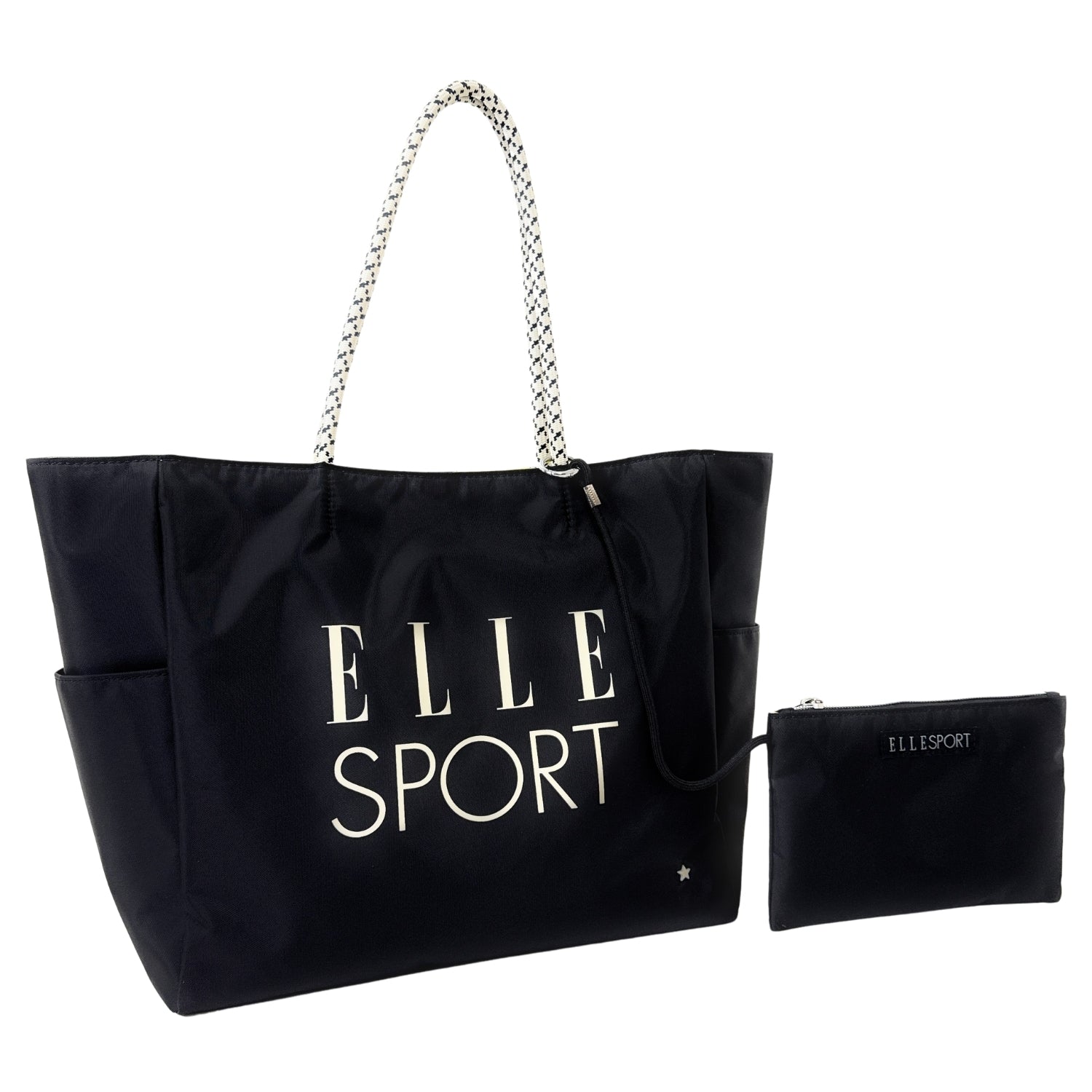 エルスポーツ ELLESPORT ロープハンドル トートバッグ Lサイズ ミニポーチ付き 軽量 はっ水 A4サイズ対応 （ブラック(BLACK)） ブラック(BLACK)