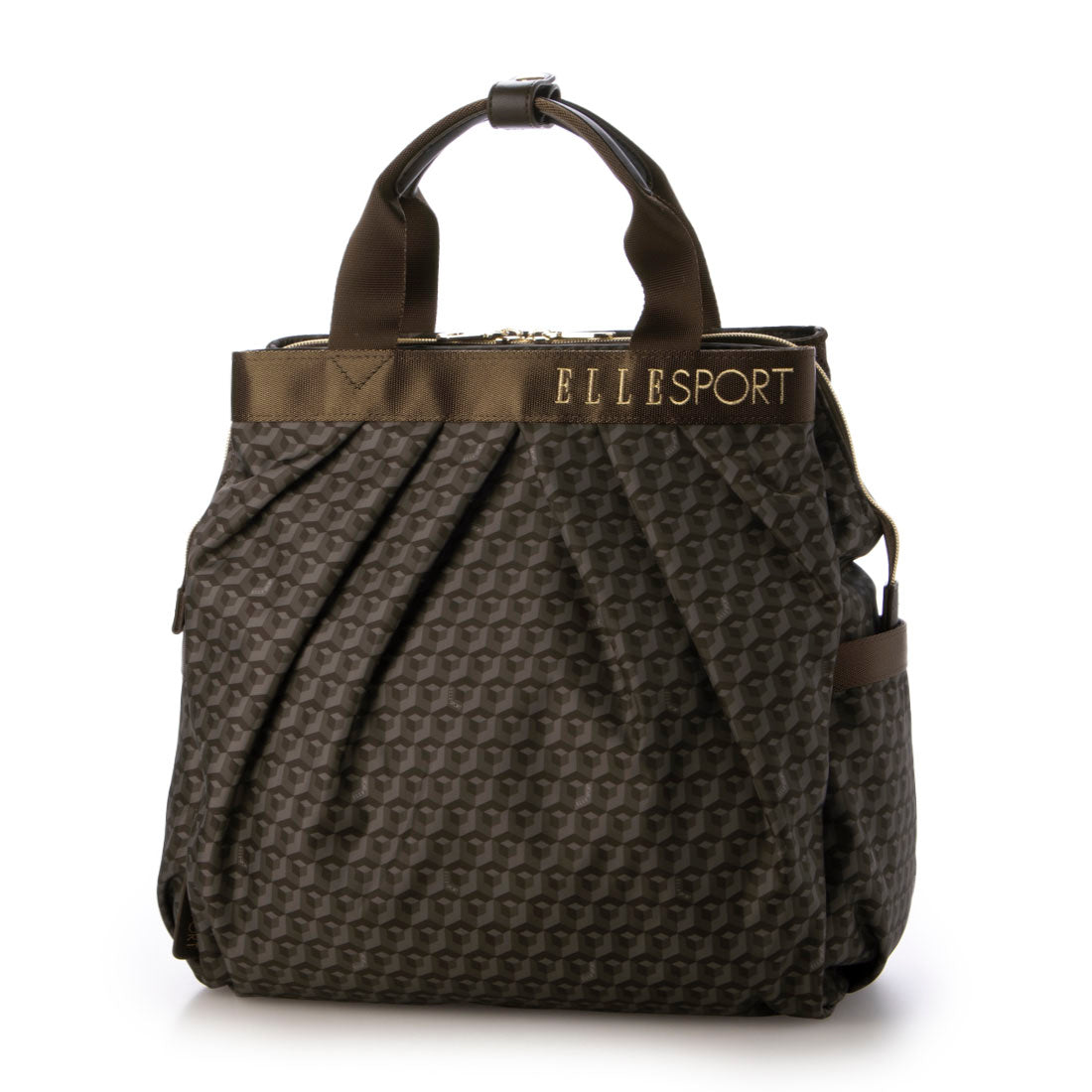 エルスポーツ ELLESPORT 2WAY プリーツ リュックサック 軽量 はっ水 キューブ （ダークブラウン(DARKBROWN)） ダークブラウン(DARKBROWN)