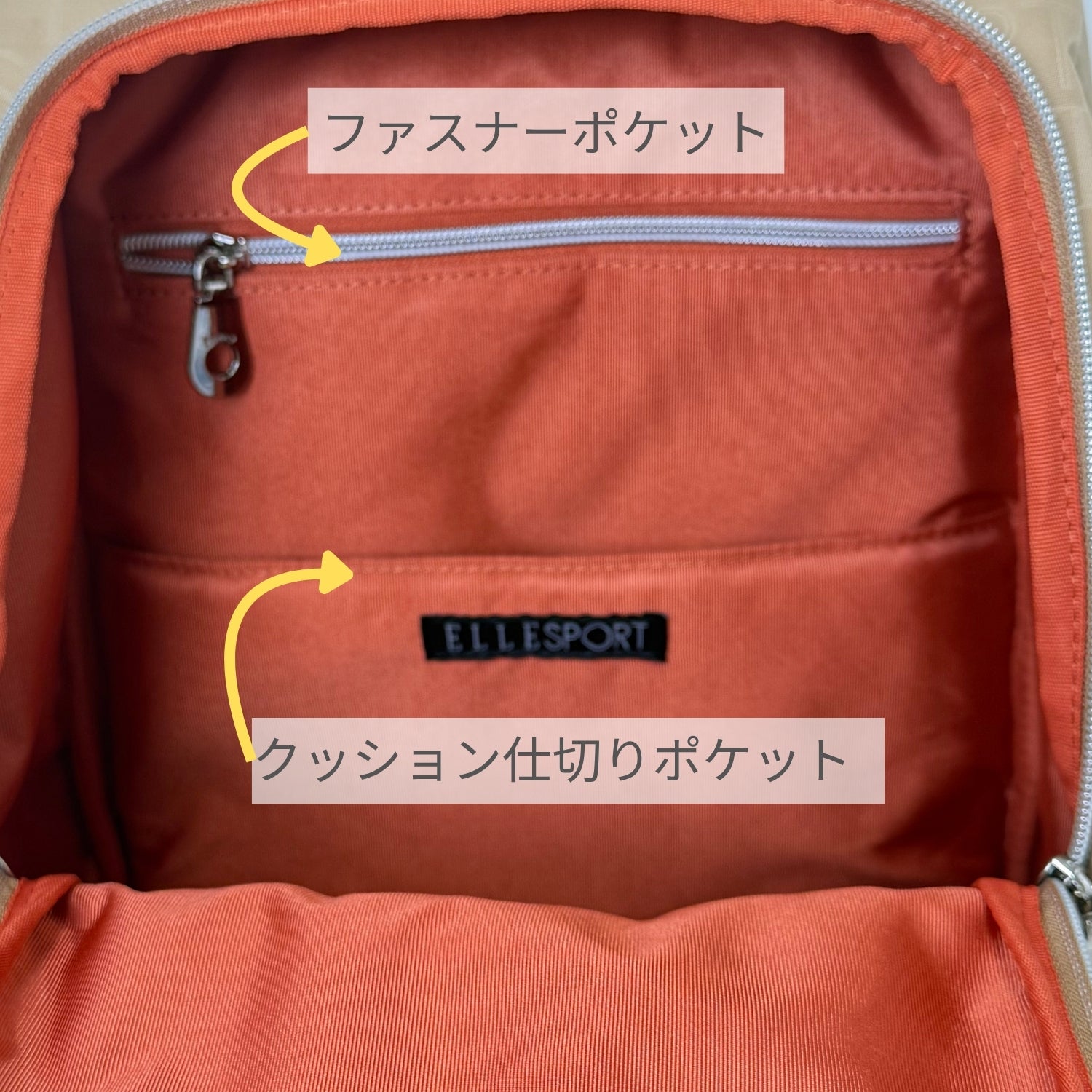 エルスポーツ ELLESPORT タウンリュック 軽量 はっ水 熱転写プリント （モカ（MOCHA)） モカ（MOCHA)