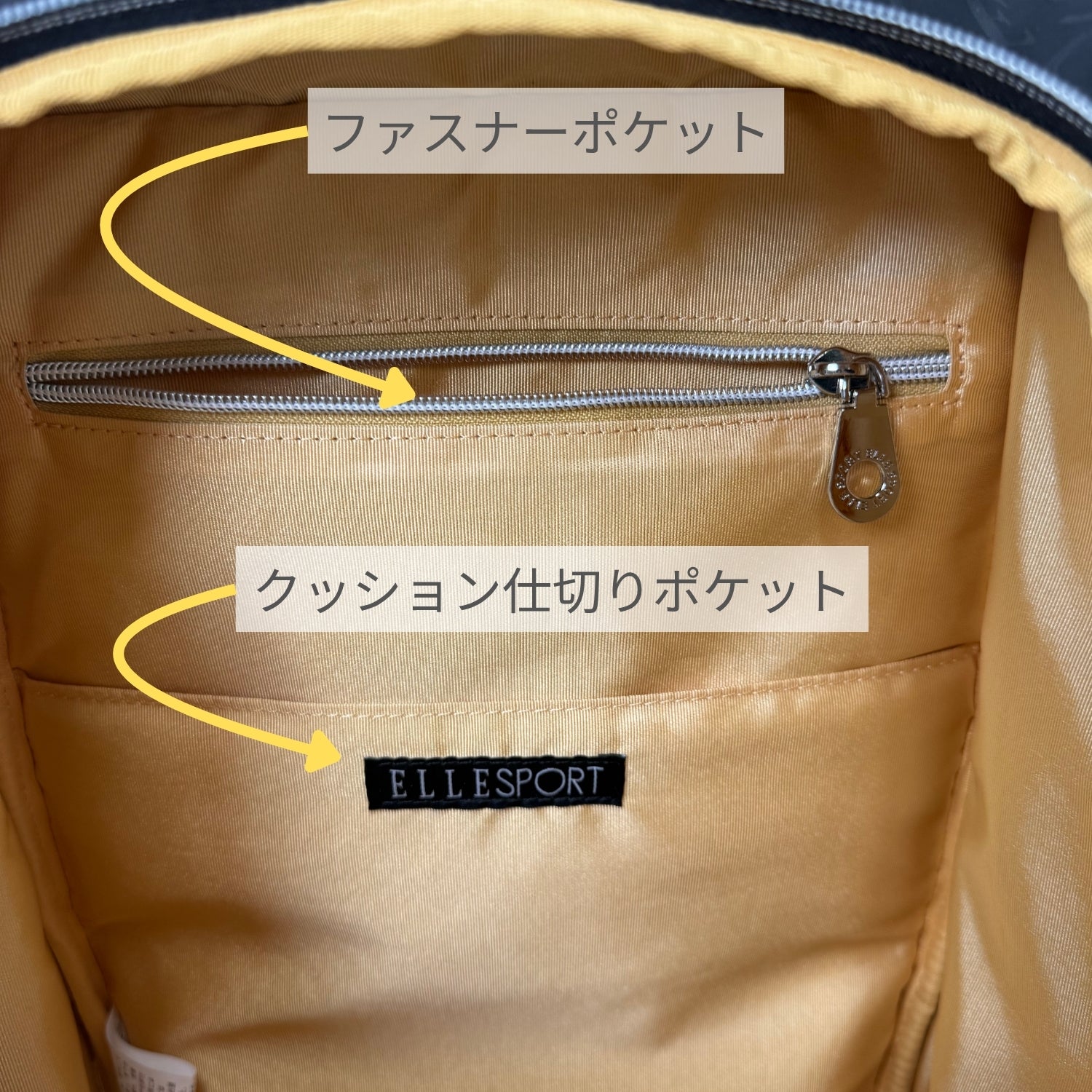 エルスポーツ ELLESPORT タウンリュック 軽量 はっ水 熱転写プリント （ブラック(BLACK)） ブラック(BLACK)