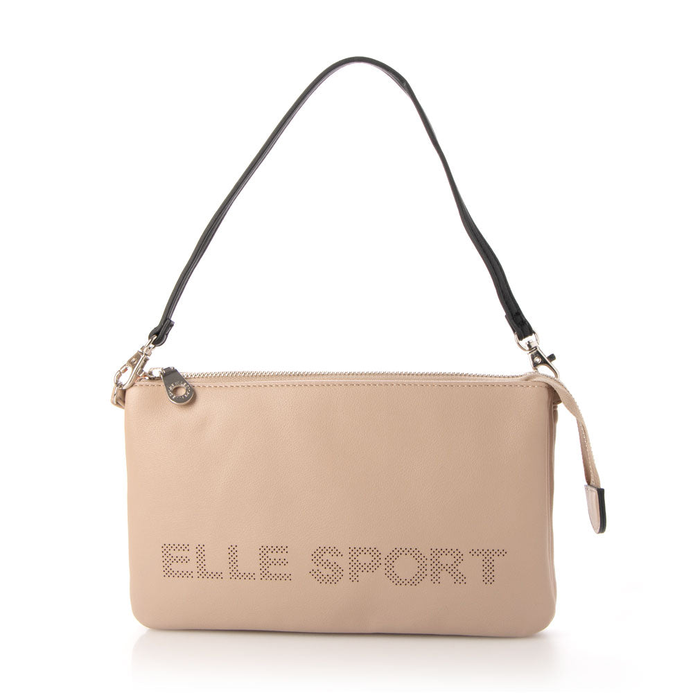 ELLE SPORT スリムショルダー クラッチ ハンドバッグ 3WAY はっ水,ベージュ