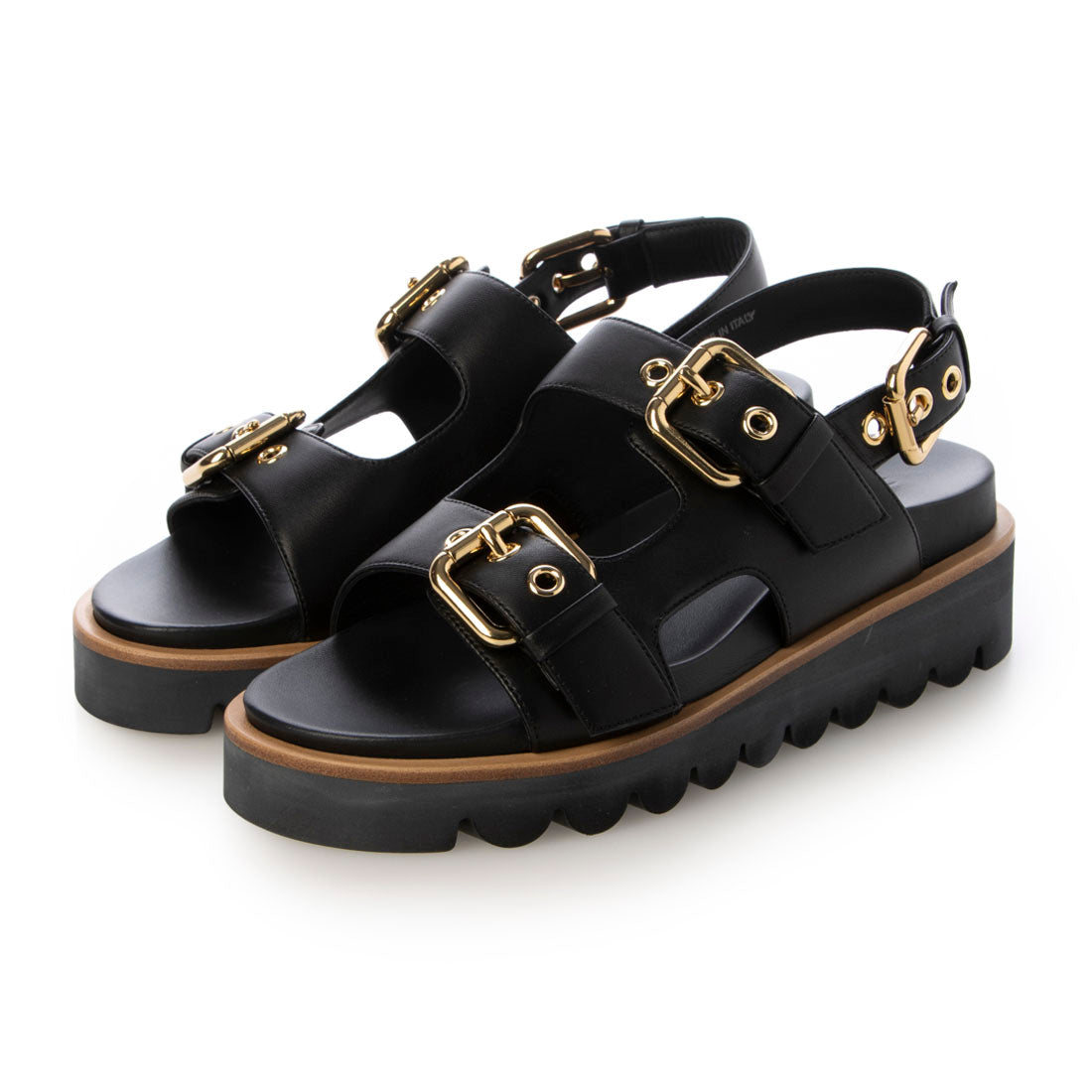 エミレ EMILE バックル厚底フットベッドサンダル （ブラック） ブラック