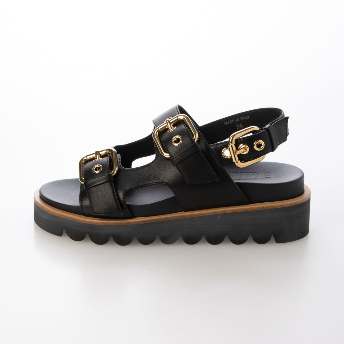 エミレ EMILE バックル厚底フットベッドサンダル （ブラック） ブラック