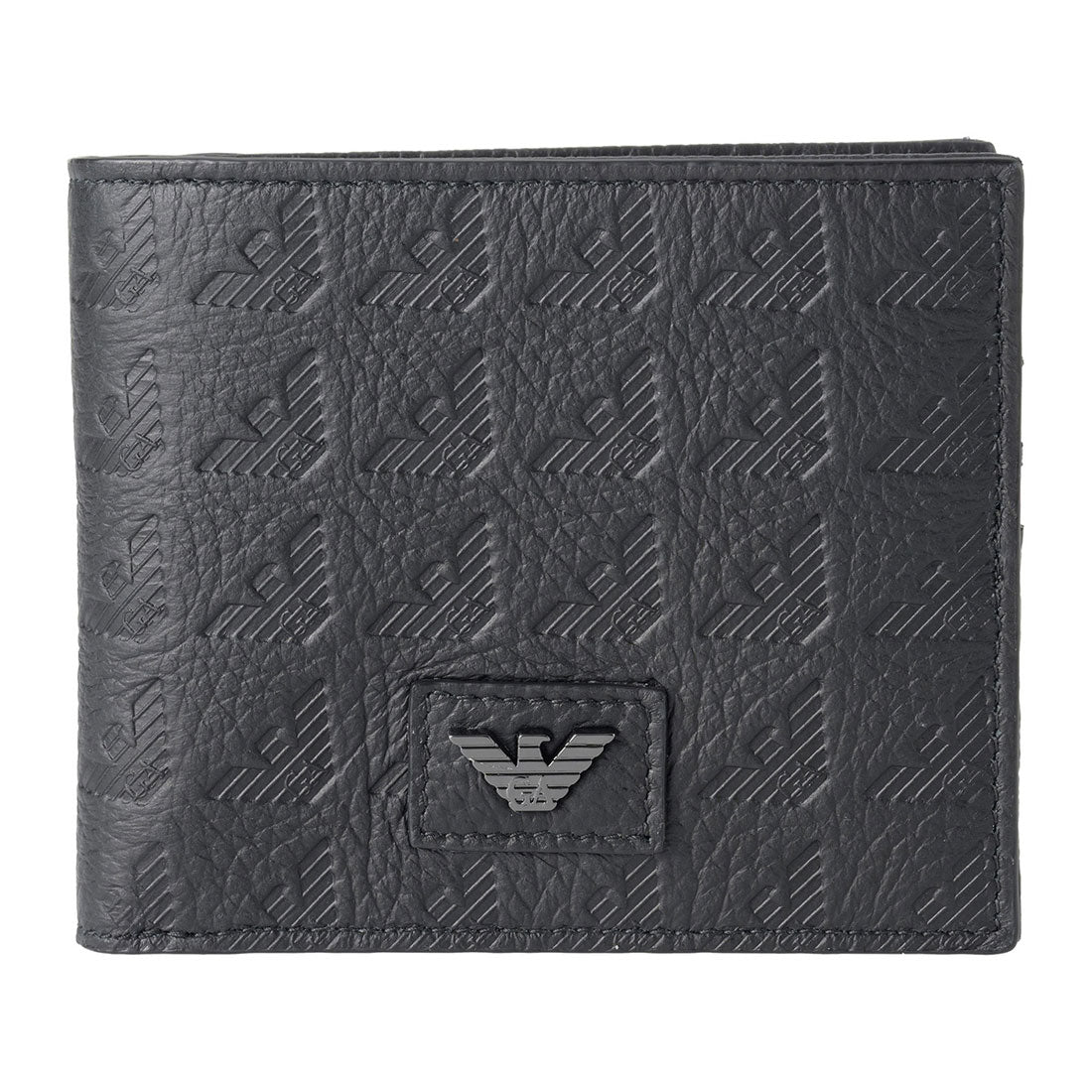 エンポリオ アルマーニ EMPORIO ARMANI 2つ折り財布 エンポリオアルマーニ ALL OVER EMBOSSED EAGLE COIN POCKET WALLET EM001741 AF14774 UC001 BLACK （ブラック） ブラック