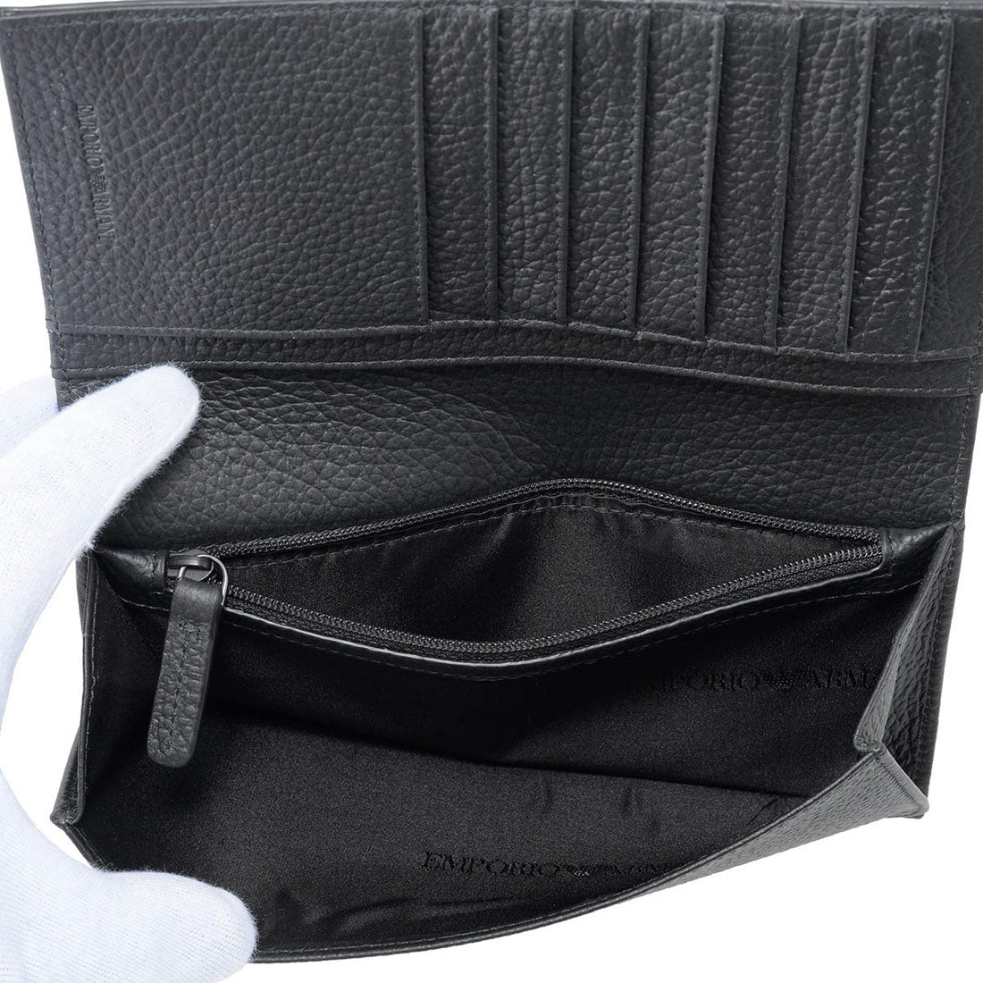 エンポリオ アルマーニ EMPORIO ARMANI 長財布 エンポリオアルマーニ ALL OVER EMBOSSED EAGLE LARGE WALLET EM001742 AF14774 UC001 BLACK （ブラック） ブラック