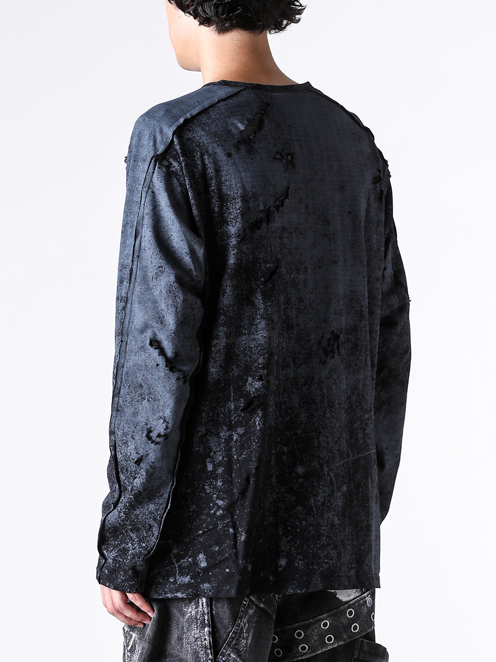 エモーショナル ワールド EMOTIONAL WORLD Mesh Destroyed Cigarette L/S T-Shirt （BLACK） BLACK