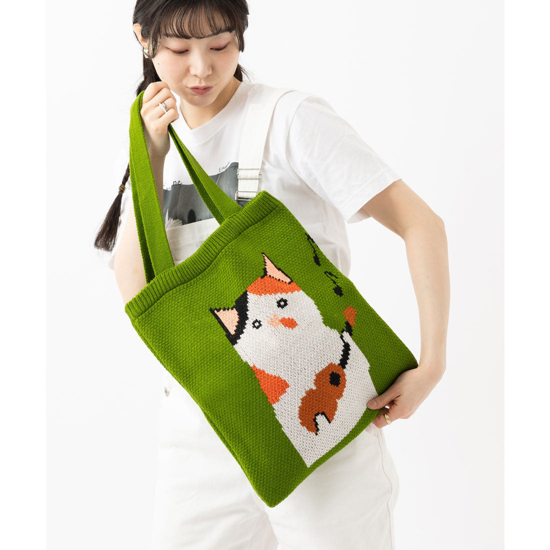 エモニーク emonique ニットトートバッグ 45x30cm （グリーン） その他8