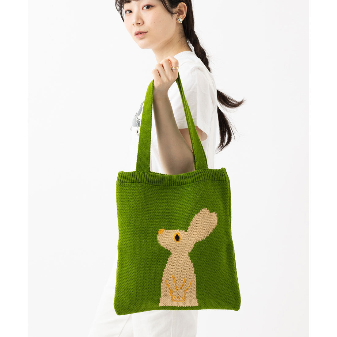 エモニーク emonique ニットトートバッグ 45x30cm （グリーン） その他3