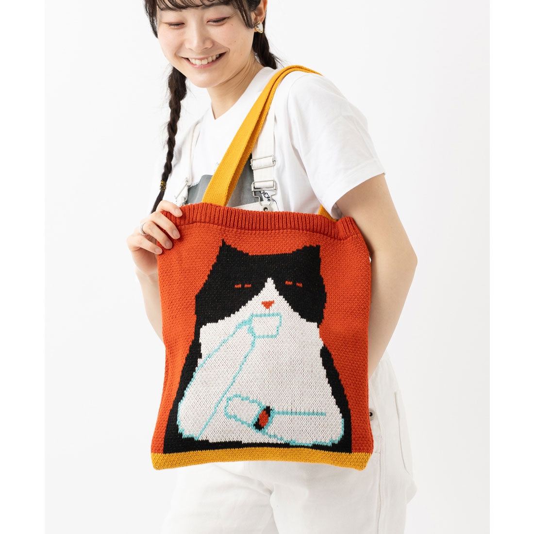 エモニーク emonique ニットトートバッグ 45x30cm （オレンジ） その他1