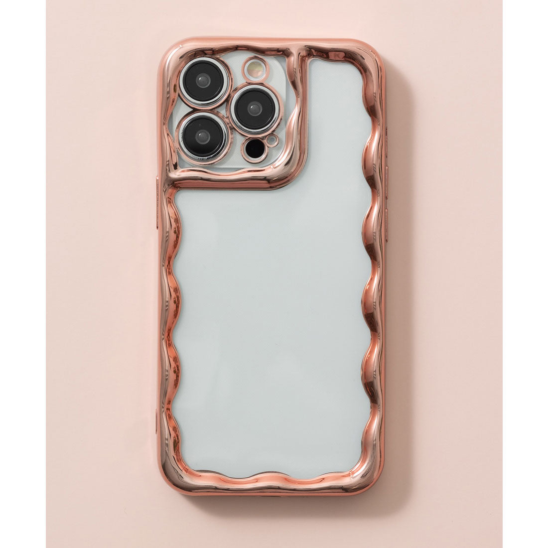 エモニーク emonique メタリック ウェーブフレーム クリア iPhoneスマホケース カバー