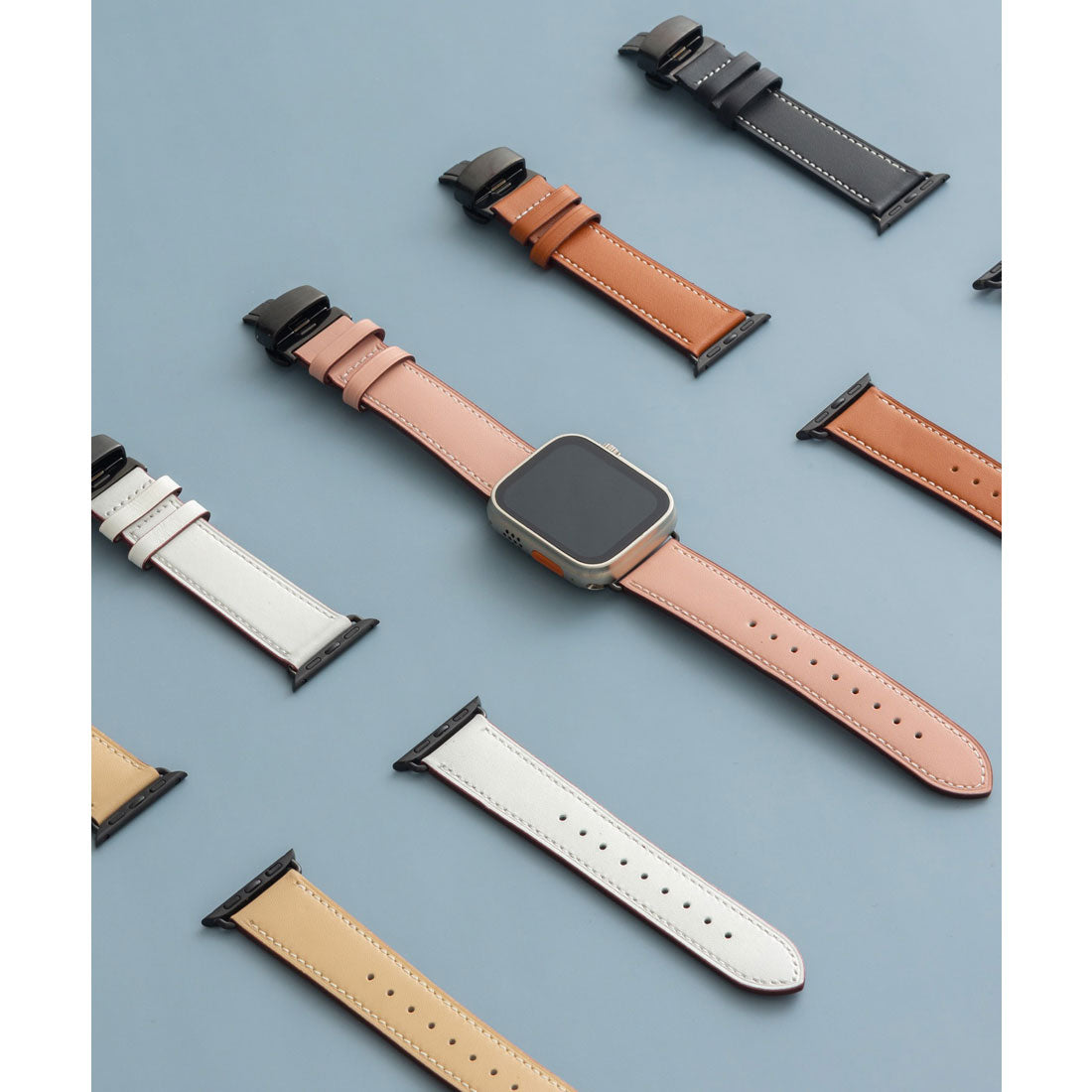 エモニーク emonique 本革イタリアレザー Apple Watch Band スマートウォッチバンド【38/40/41/42/44/45/49mm対応】 （ホワイト） ホワイト