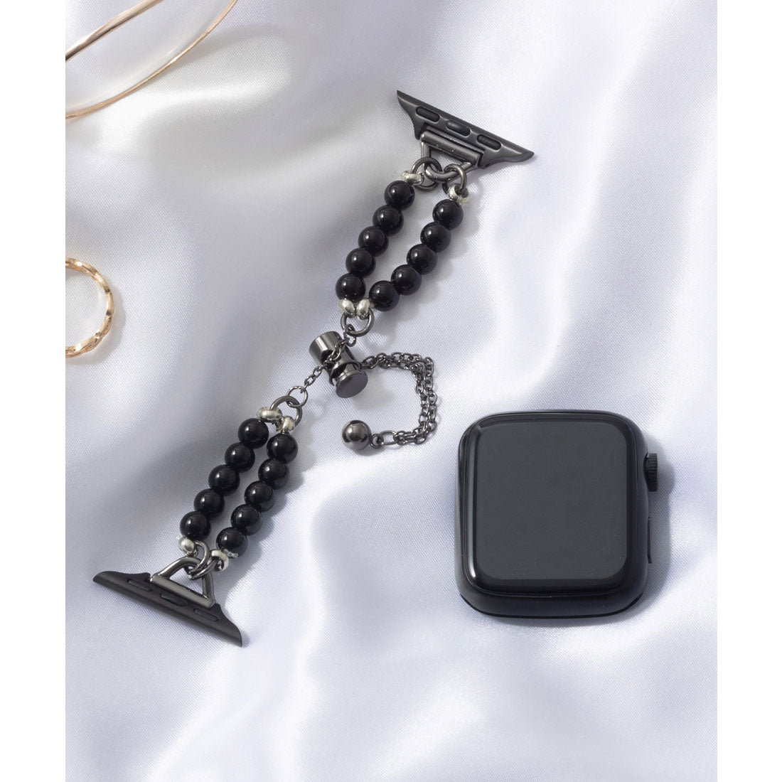 エモニーク emonique ステンレス製 Apple Watch Band スマートウォッチバンド【38/40/41/42/44/45/49mm対応】 （ブラック） ブラック