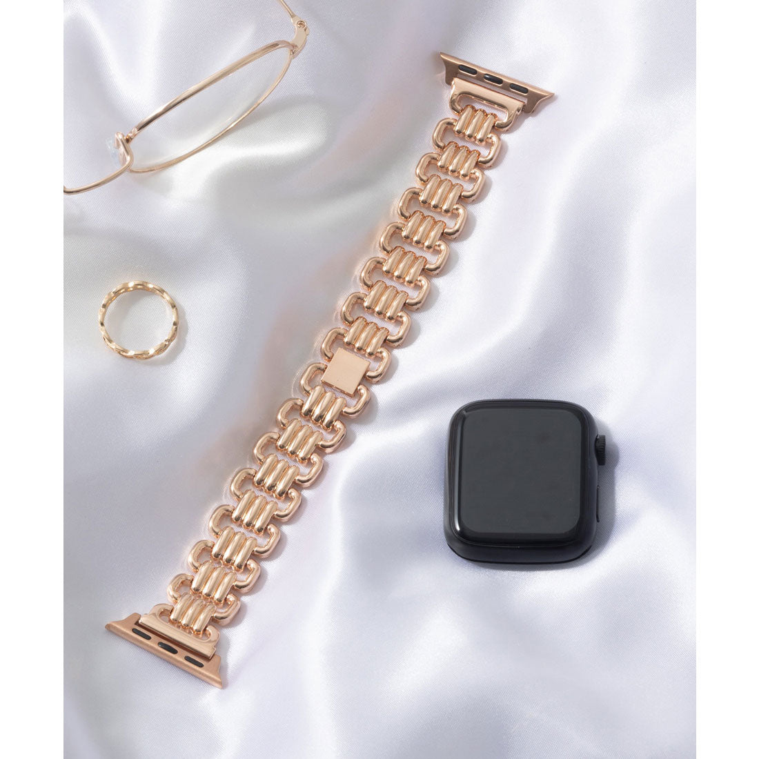 エモニーク emonique 合金 Apple Watch Band スマートウォッチバンド【38/40/41/42/44/45/49mm対応】 （ピンクゴールド） ピンクゴールド