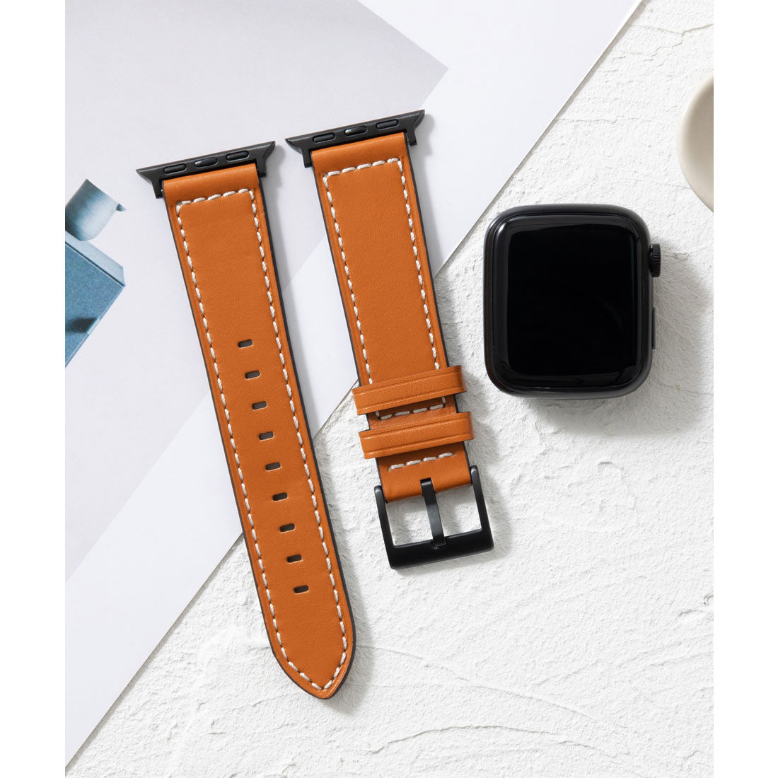 エモニーク emonique 本革レザー Apple Watch Band スマートウォッチバンド【38/40/41/42/44/45/49mm対応】 （ブラウン） ブラウン