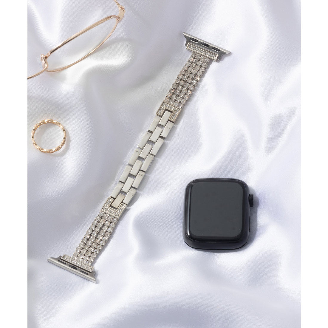 エモニーク emonique ステンレス製 Apple Watch Band スマートウォッチバンド【38/40/41/42/44/45/49mm対応】 （シルバー） シルバー