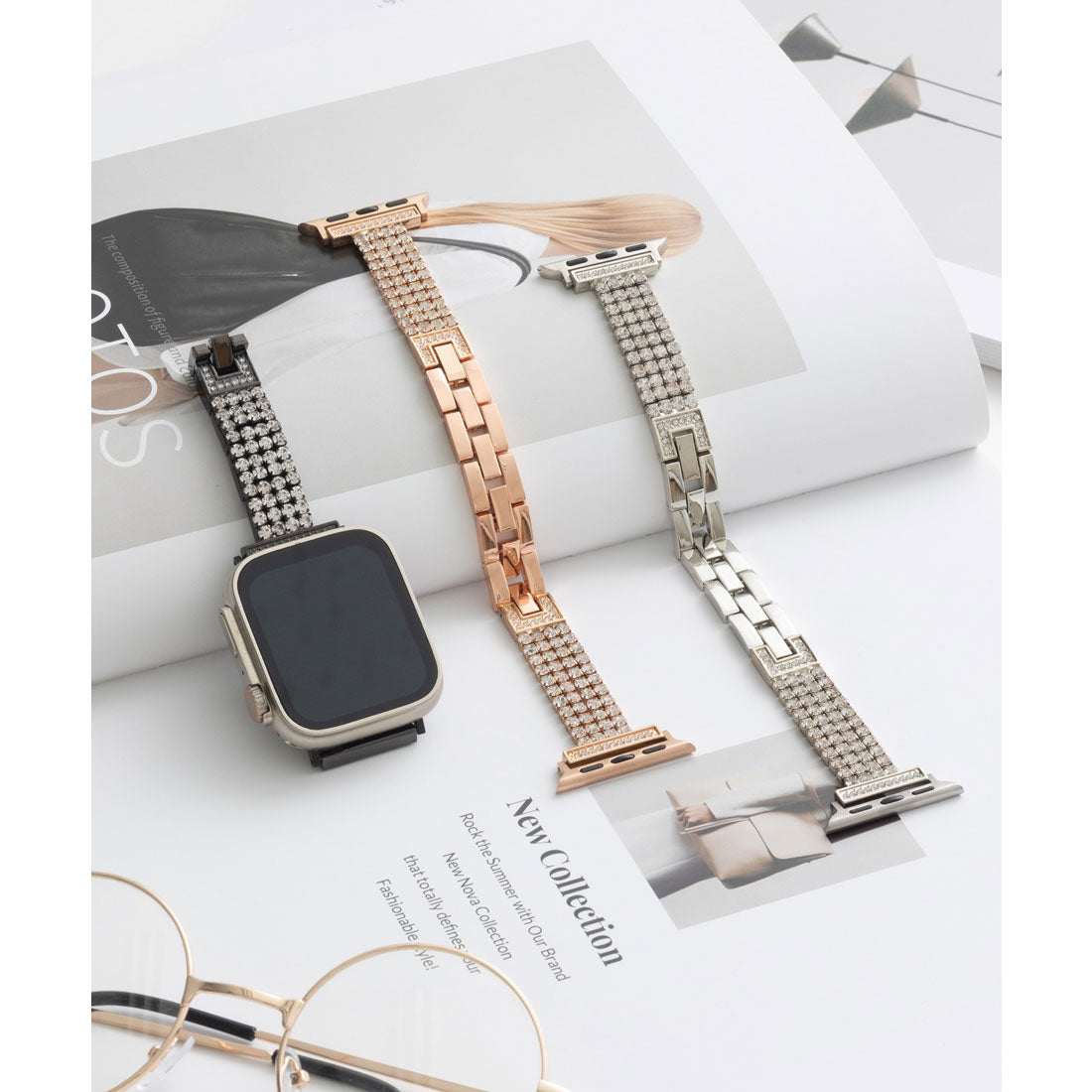 エモニーク emonique ステンレス製 Apple Watch Band スマートウォッチバンド【38/40/41/42/44/45/49mm対応】 （シルバー） シルバー