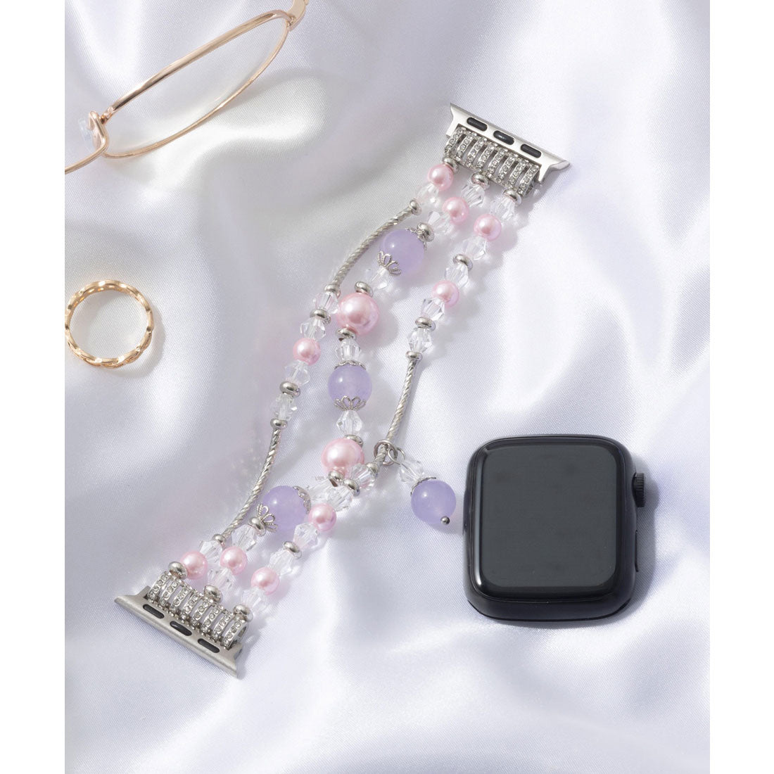 エモニーク emonique ジュエリー パール Apple Watch Band スマートウォッチバンド【38/40/41/42/44/45/49mm対応】 （パープル） パープル