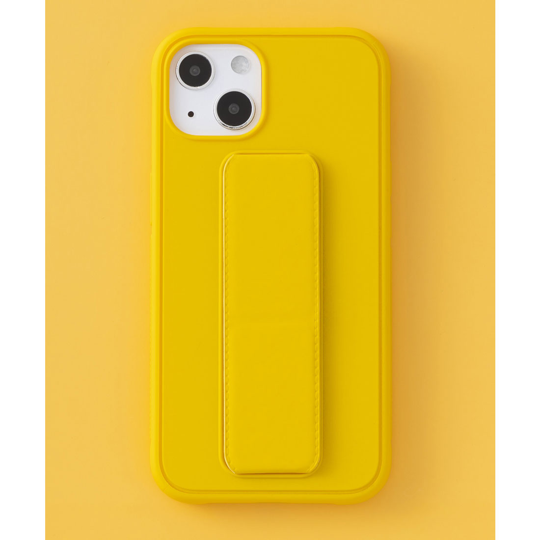 エモニーク emonique スタンドホルダーハンドル付き シリコン iPhoneケース カバー （イエロー） イエロー