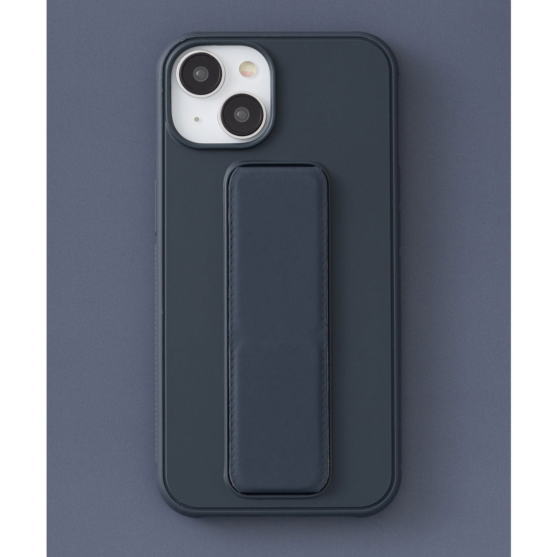 エモニーク emonique スタンドホルダーハンドル付き シリコン iPhoneケース カバー （ネイビー） ネイビー