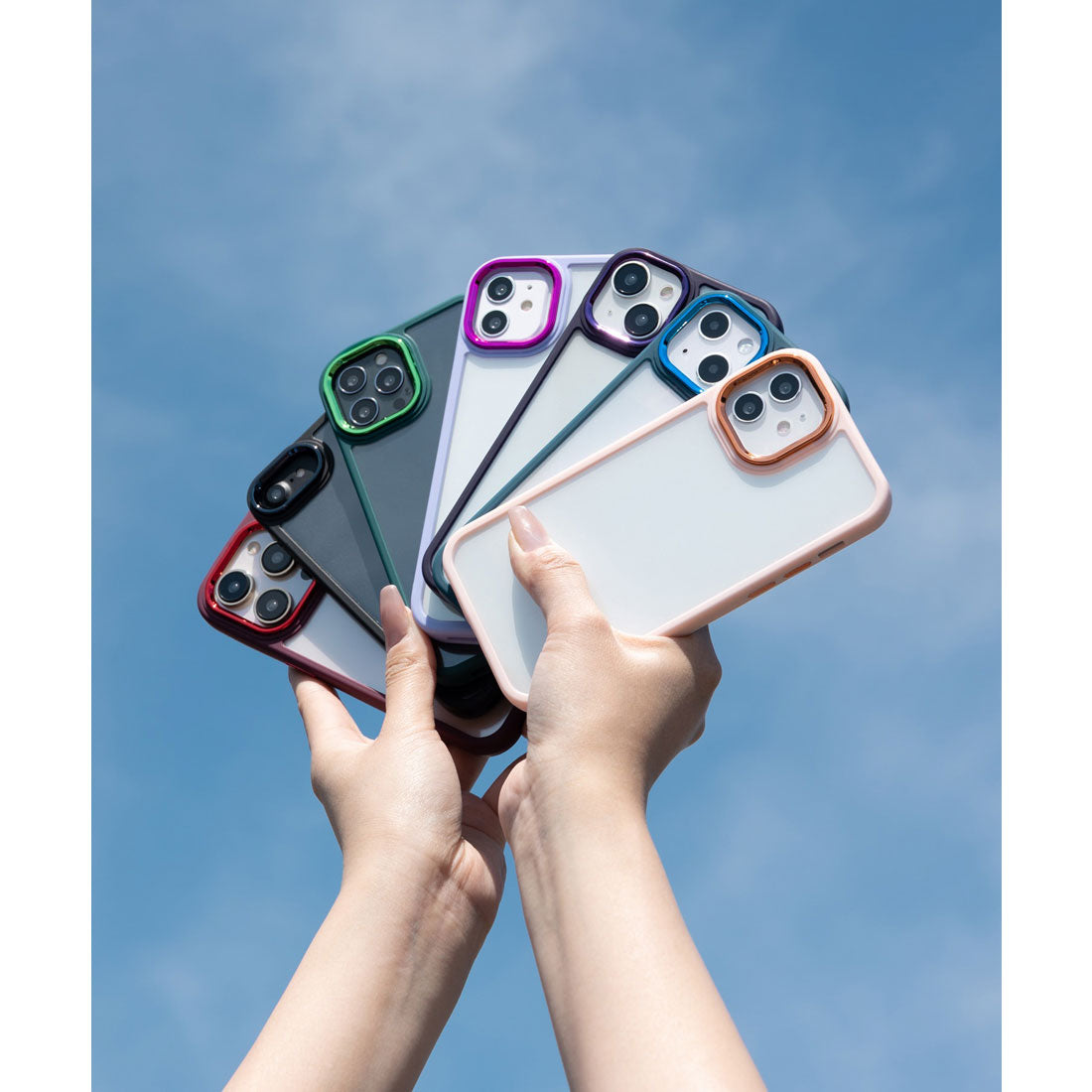 エモニーク emonique マット/メタリックコントラスト フレーム 耐衝撃 iPhoneケース カバー （ブラック） ブラック